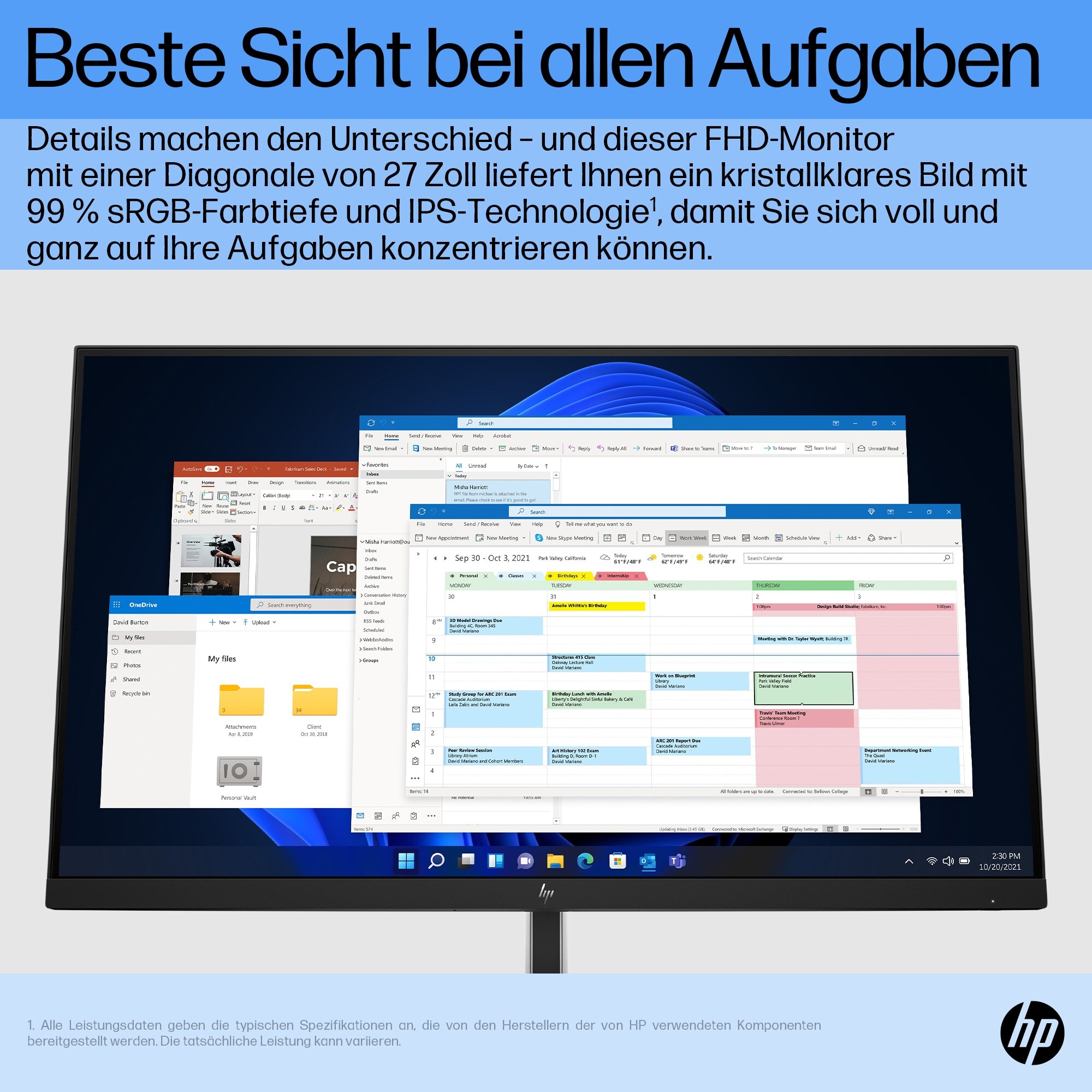 HP E27 G5 68,6cm (27") Full HD IPS Office-Monitor 16:9 HDMI/DP/4xUSB Pivot HV