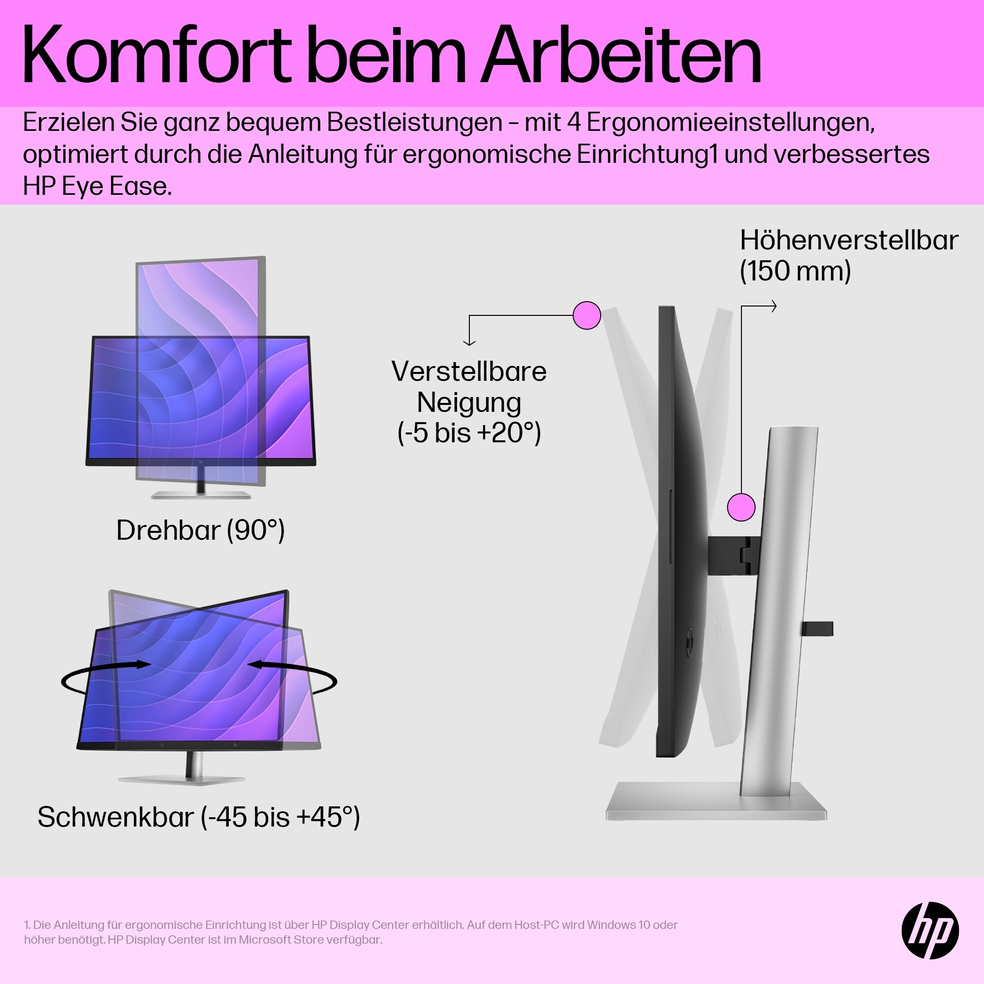 HP E27q G5 68,6cm (27") WQHD IPS Office-Monitor 16:9 HDMI/DP/4xUSB Pivot HV