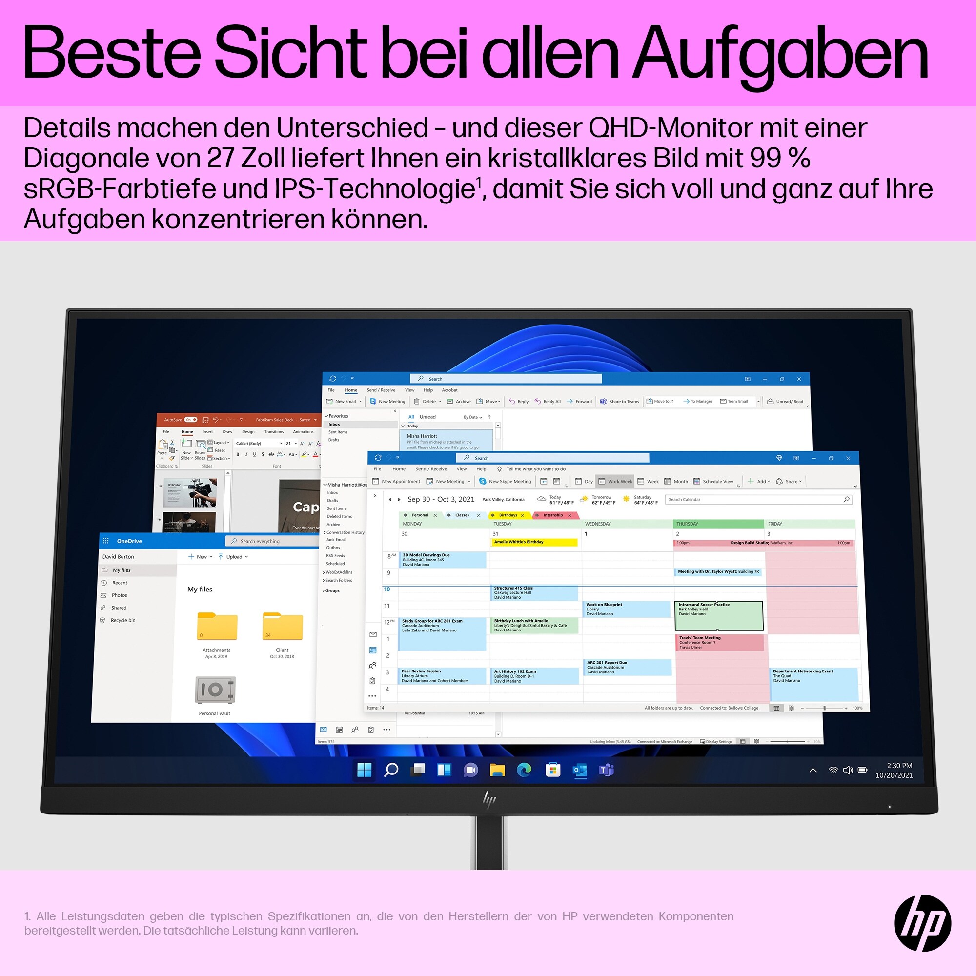 HP E27q G5 68,6cm (27") WQHD IPS Office-Monitor 16:9 HDMI/DP/4xUSB Pivot HV