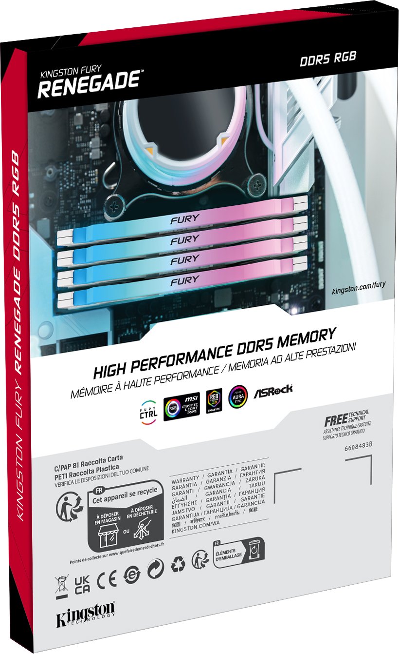 32GB (2x16GB) KINGSTON FURY Renegade RGB White DDR5-6000 CL32 RAM Speicher Kit