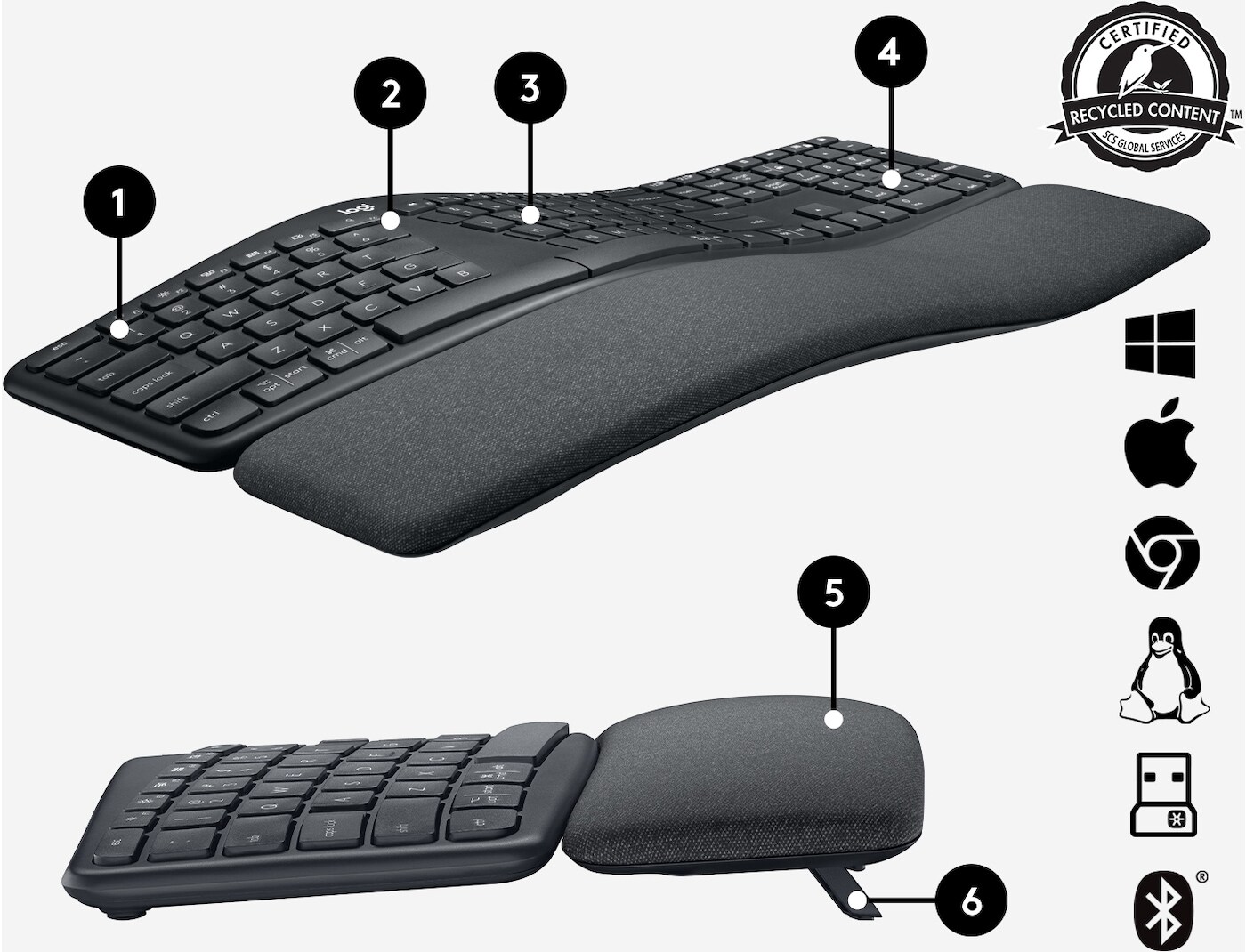 Logitech Ergo K860 Kabellose Tastatur / US international Layout