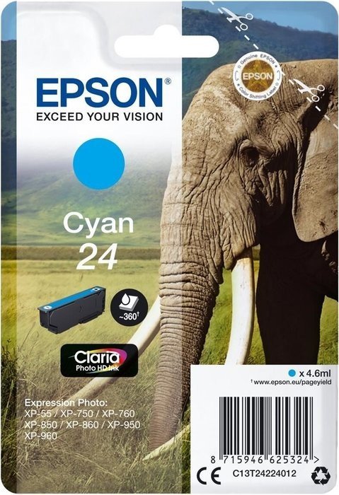 Epson C13T24224012 Druckerpatrone 24 Claria Photo HD Cyan