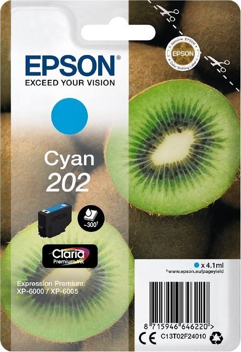 Epson C13T02F24010 Druckerpatrone 202 Cyan ca. 300 Seiten