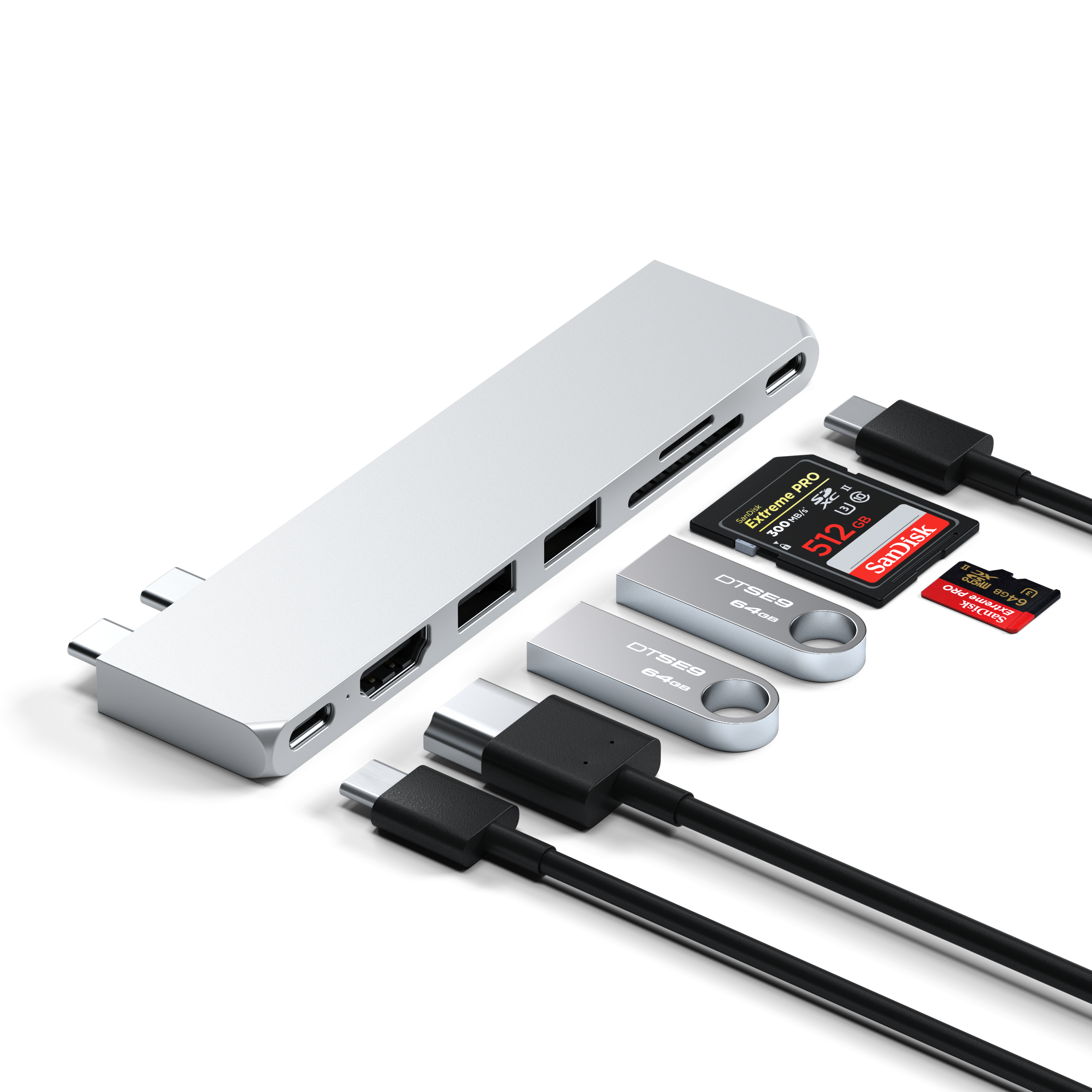 Satechi USB-C Pro Hub Slim Adapter Silver