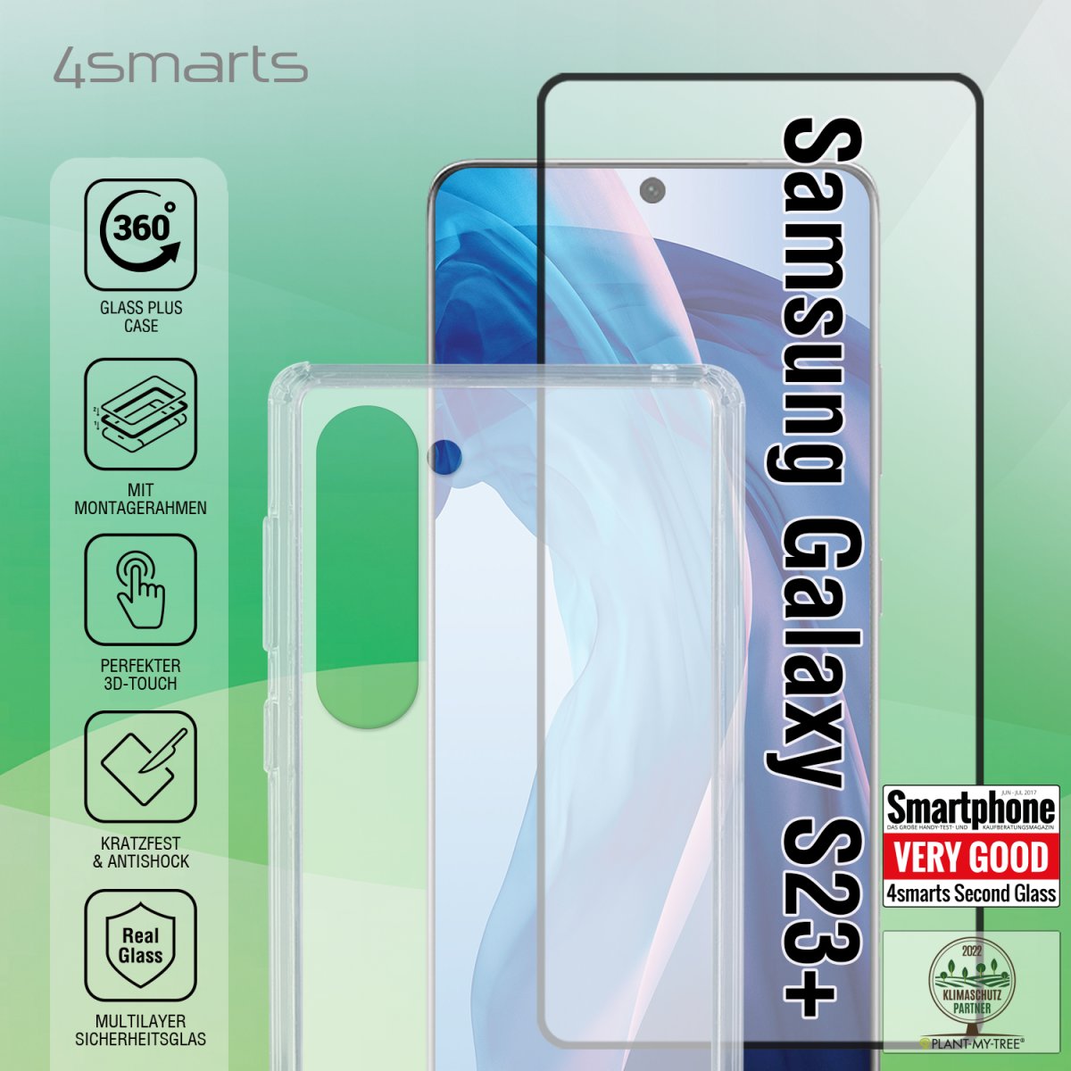 4Smarts 360° Starter Set X-Pro Glas + Case für Galaxy S23+