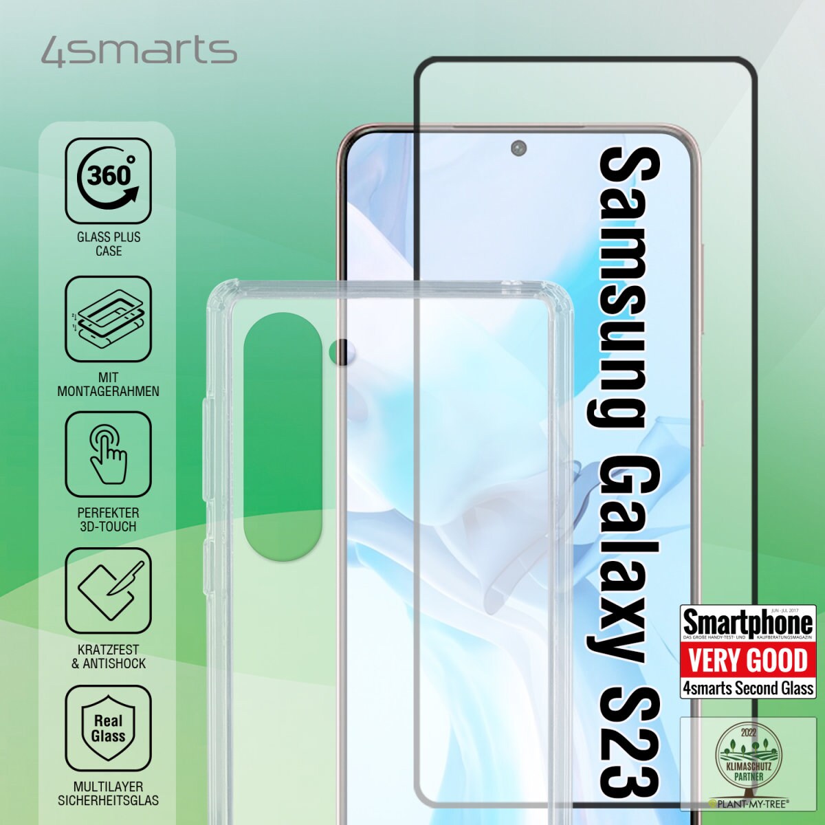 4Smarts 360° Starter Set X-Pro Glas + Case für Galaxy S23 transparent