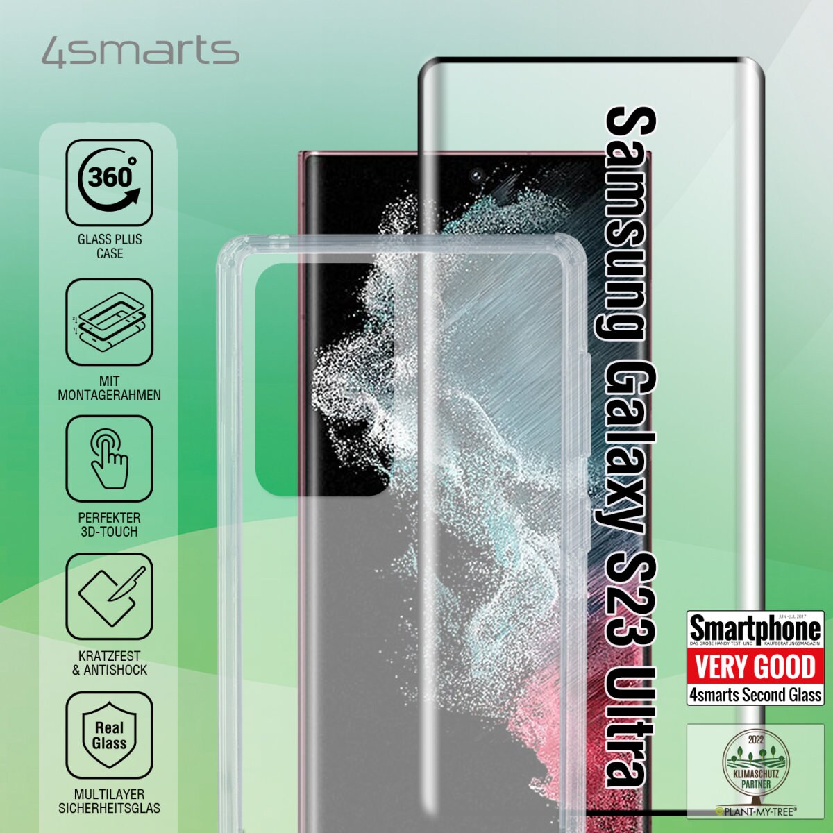 4Smarts 360° Starter Set X-Pro Glas + Case für Galaxy S23 Ultra transparent