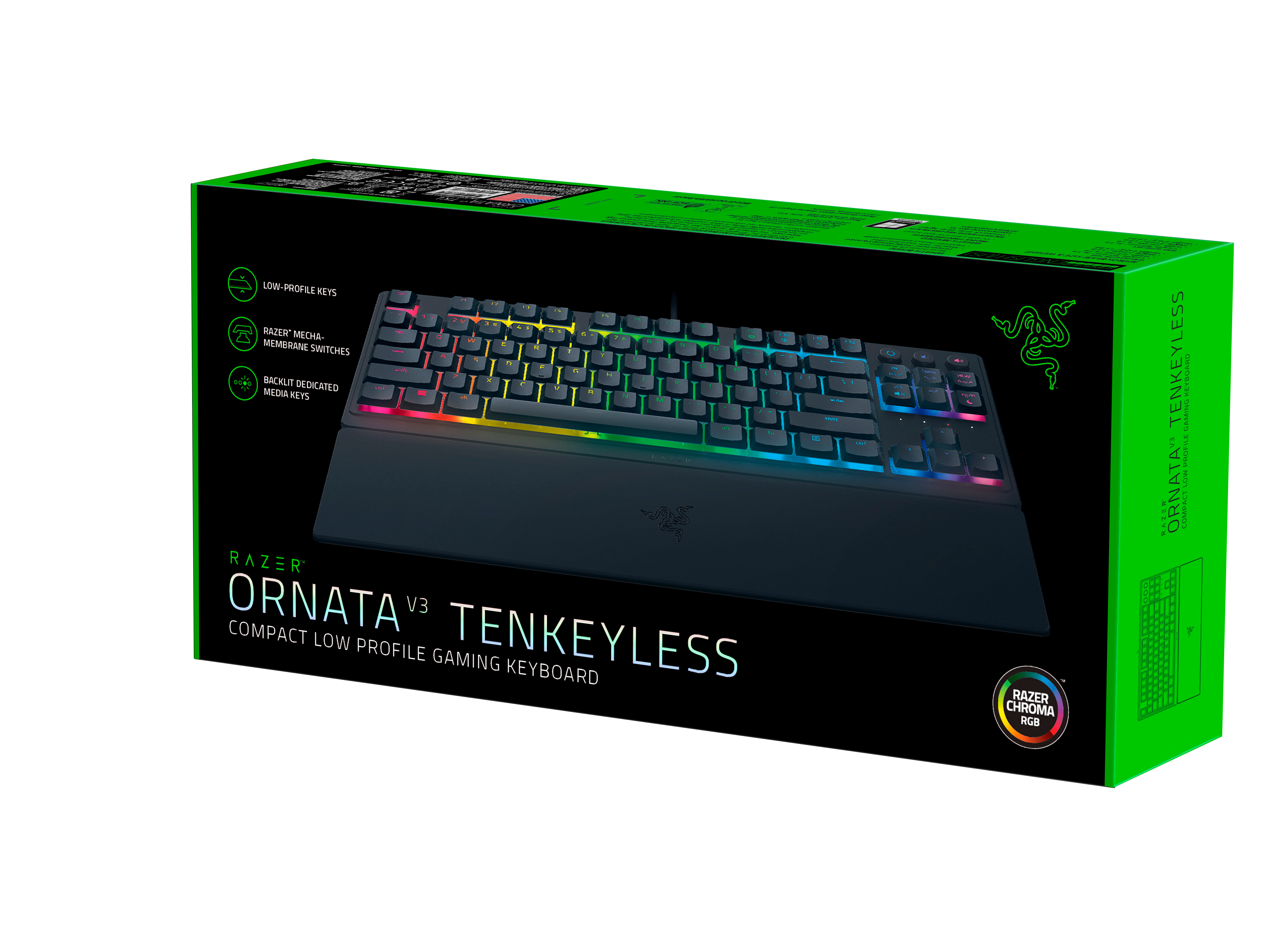 RAZER Ornata V3 TKL - Flache Mecha-Membran-RGB-Tastatur ohne Ziffernblock