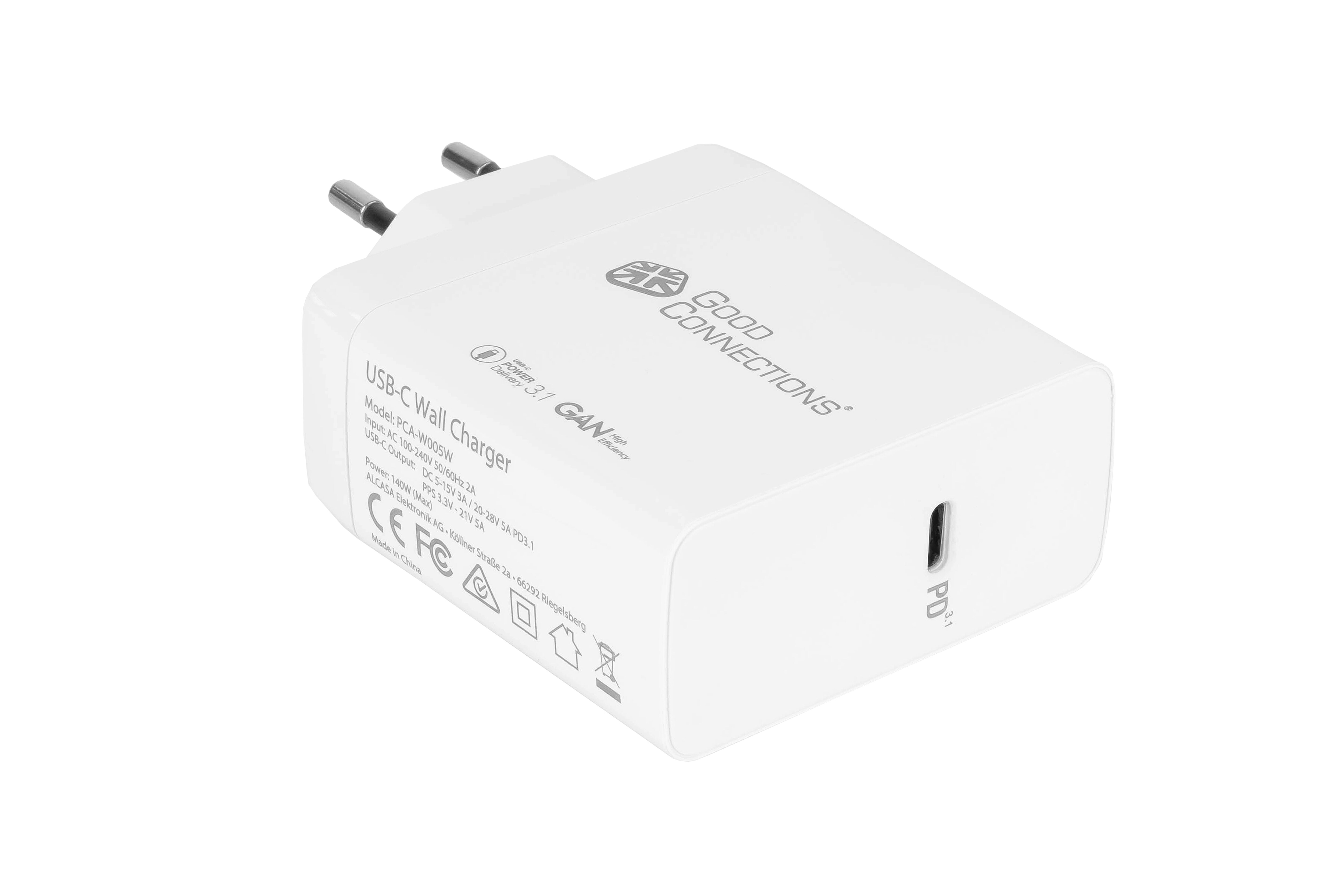 GC USB-Schnellladegerät 140W GaN-Technologie, 1-Port USB-C inkl. 1,2m Ladekabel