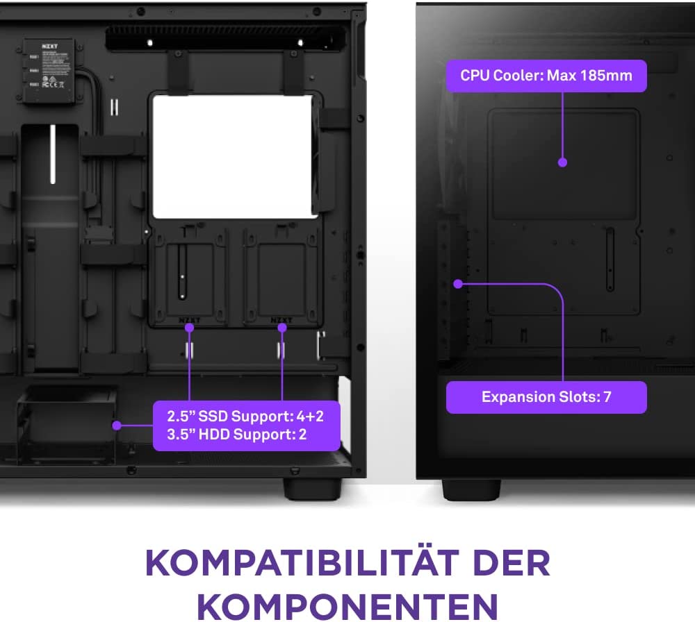 NZXT H7 Elite Black 2023 RGB Midi Tower ATX Gaming Gehäuse mit Glasfenster