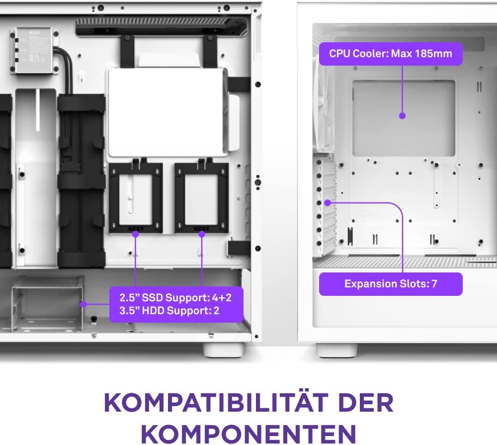 NZXT H7 Elite White 2023 RGB Midi Tower ATX Gaming Gehäuse mit Glasfenster