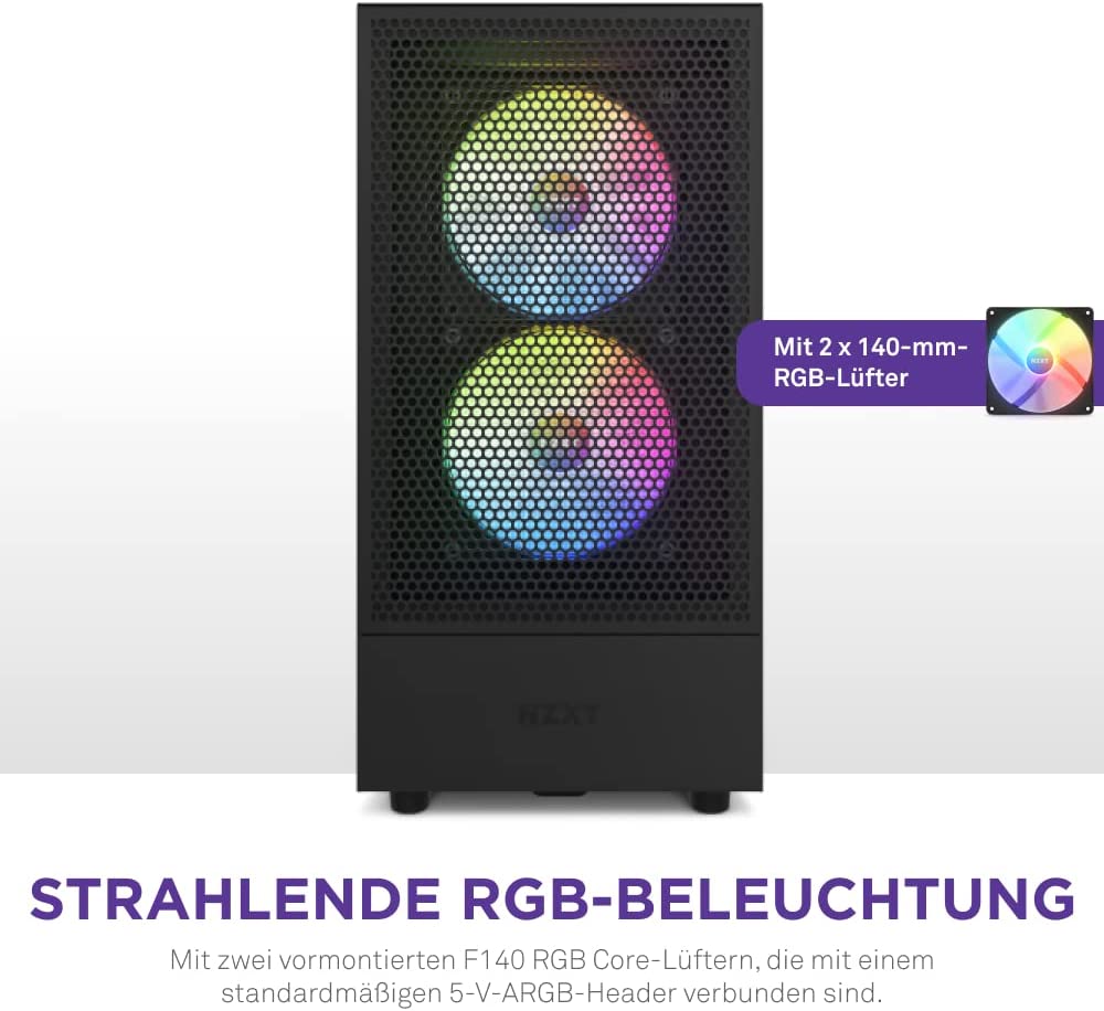 NZXT H5 Flow RGB Midi Tower ATX Gehäuse schwarz mit Sichtfenster