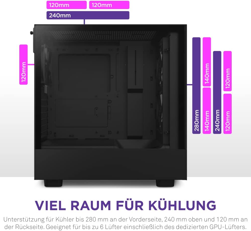 NZXT H5 Flow RGB Midi Tower ATX Gehäuse schwarz mit Sichtfenster