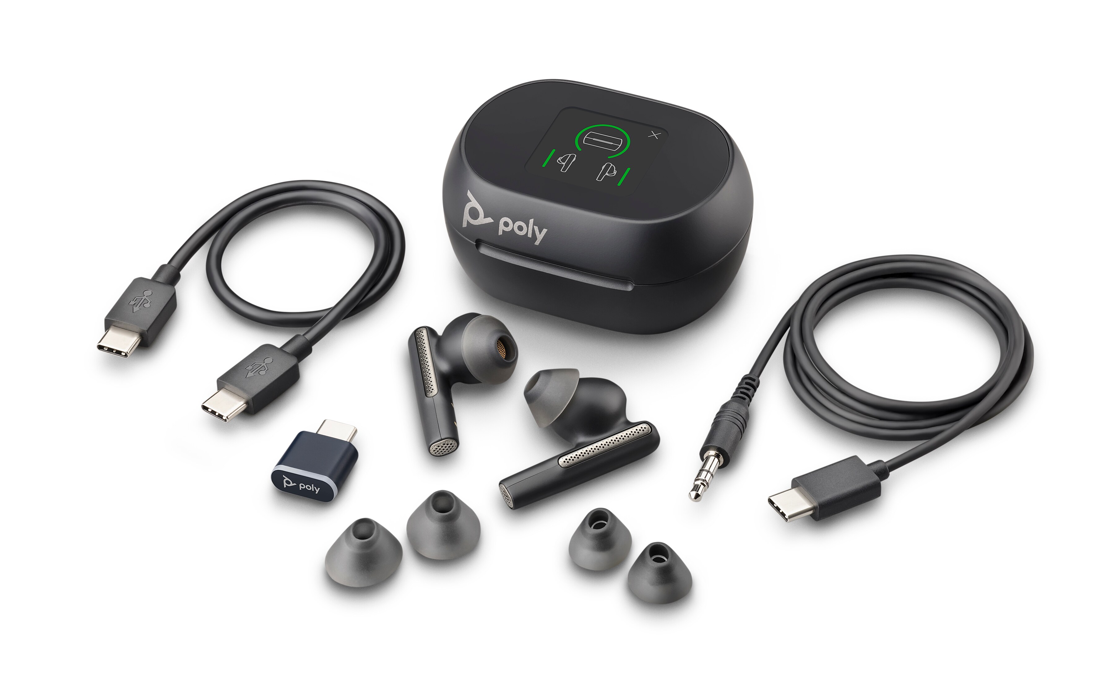 Poly Voyager Free 60+ UC True Wireless Kopfhörer USB-C mit Touchscreen-Ladecase