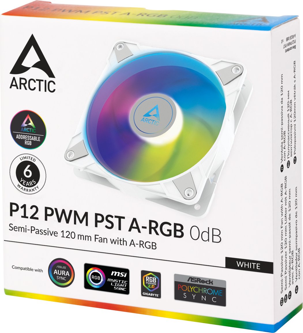 ARCTIC Gehäuselüfter P12 PWM PST A-RGB 0dB weiß, 120 mm, 4-pin