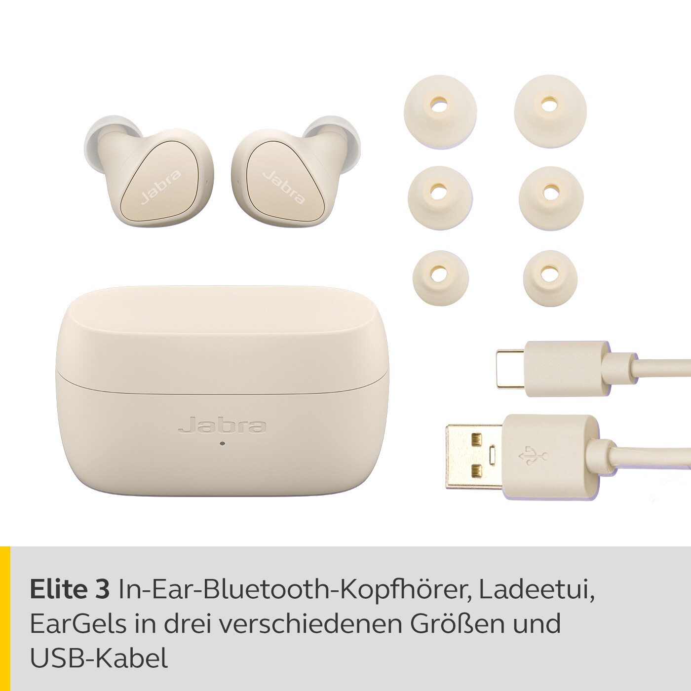 JABRA Elite 3 Bluetooth In-Ear Kopfhörer Gold Beige