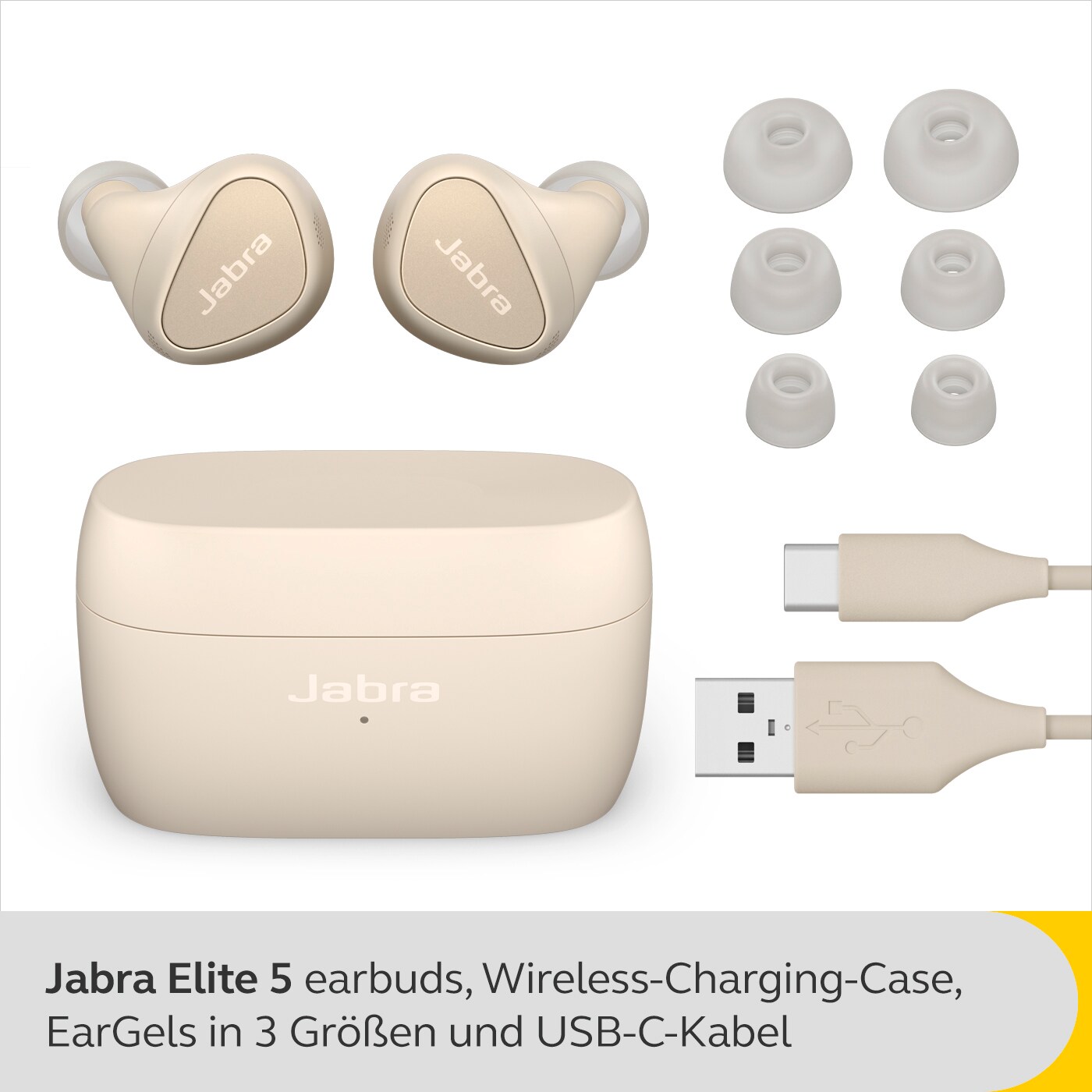 JABRA Elite 5 Bluetooth In-Ear Kopfhörer Beige