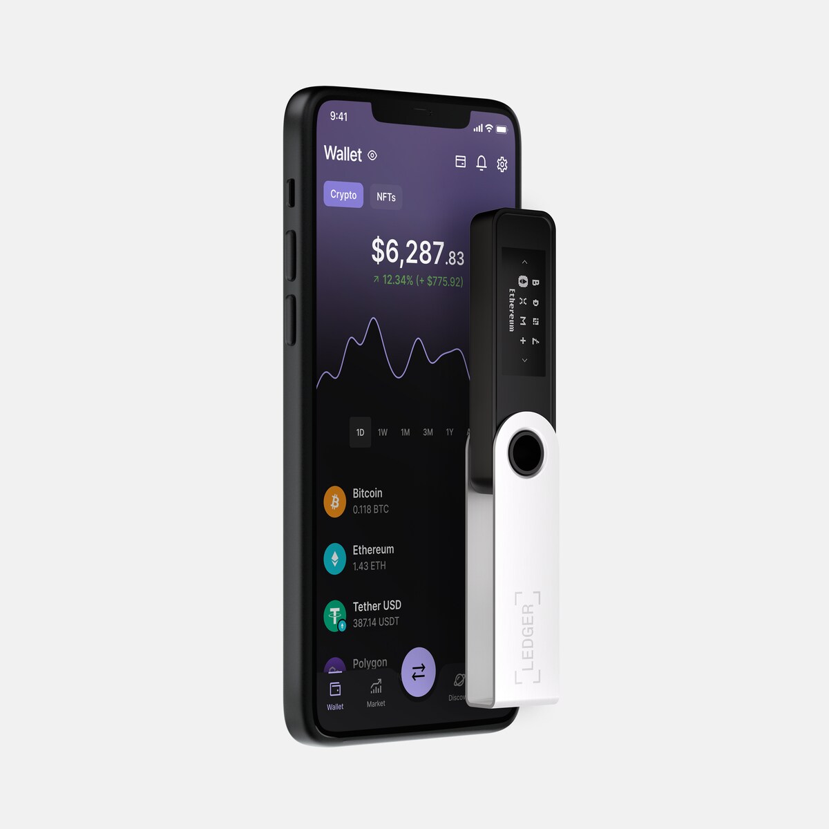 Ledger Nano X Krypto-Hardware-Geldbörse Onyx Schwarz