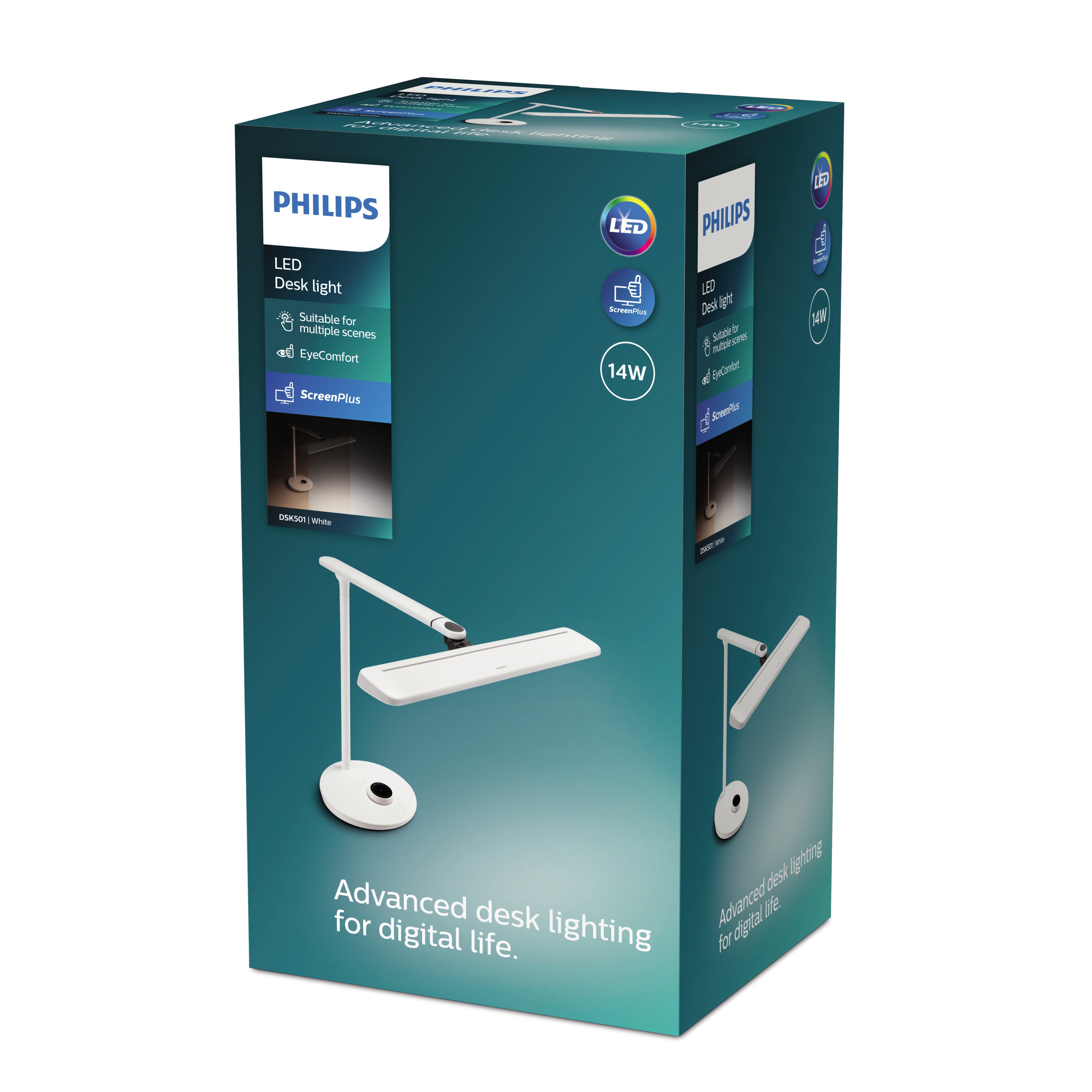 Philips LED Schreibtischleuchte VDTMate, 13,7W, 27000K-6500K, weiß