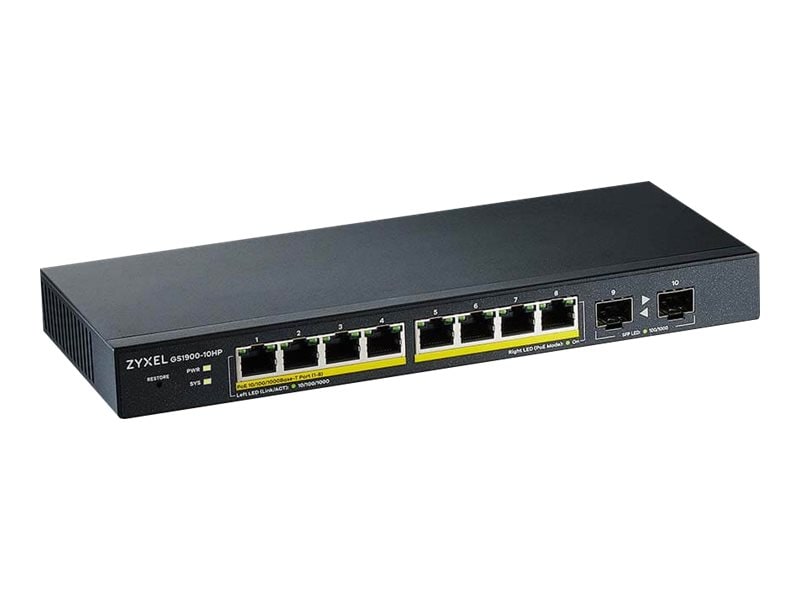 ZyXEL GS1900-10HP 10-Port smart managed 77W PoE+ Switch