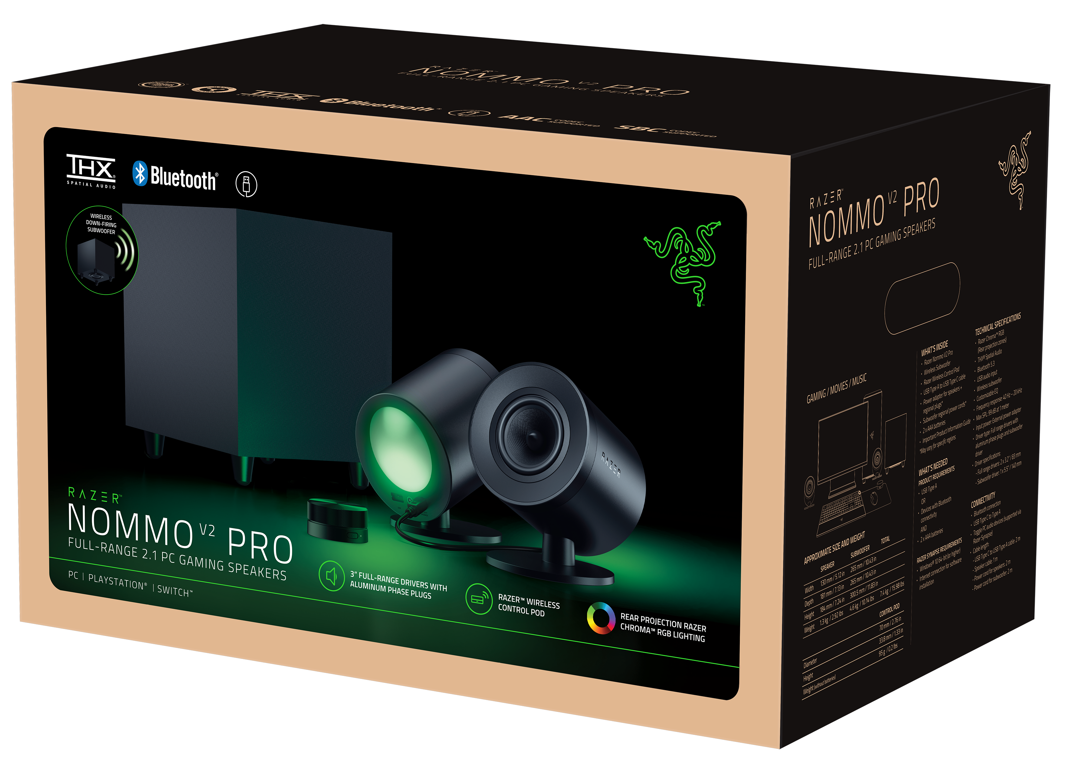 RAZER Nommo V2 Pro Full-Range-2.1 Gaming-Lautsprecher u Subwoofer f. PC schwarz