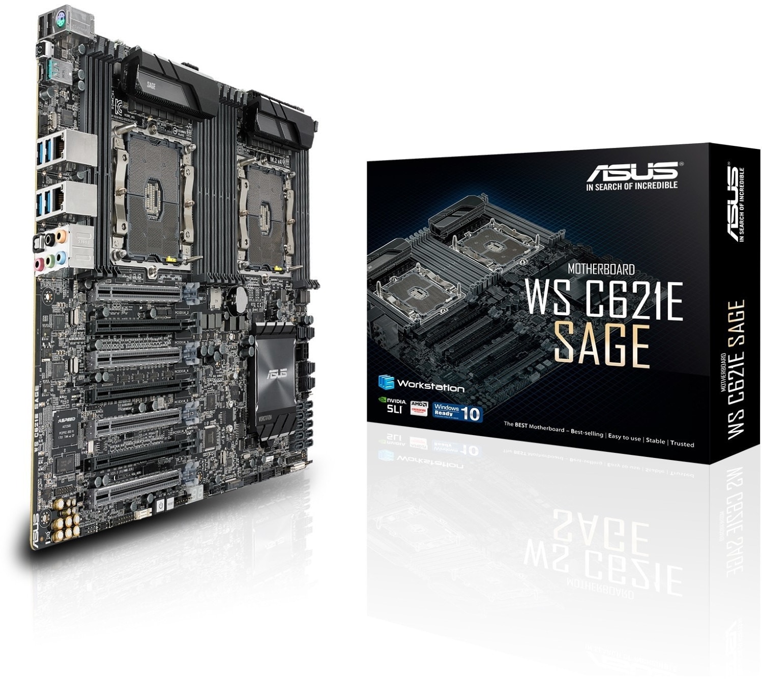 ASUS WS C621E SAGE 2x GL/USB3.1/SATA600/VGA E-ATX Mainboard C621 2x Sockel 3647