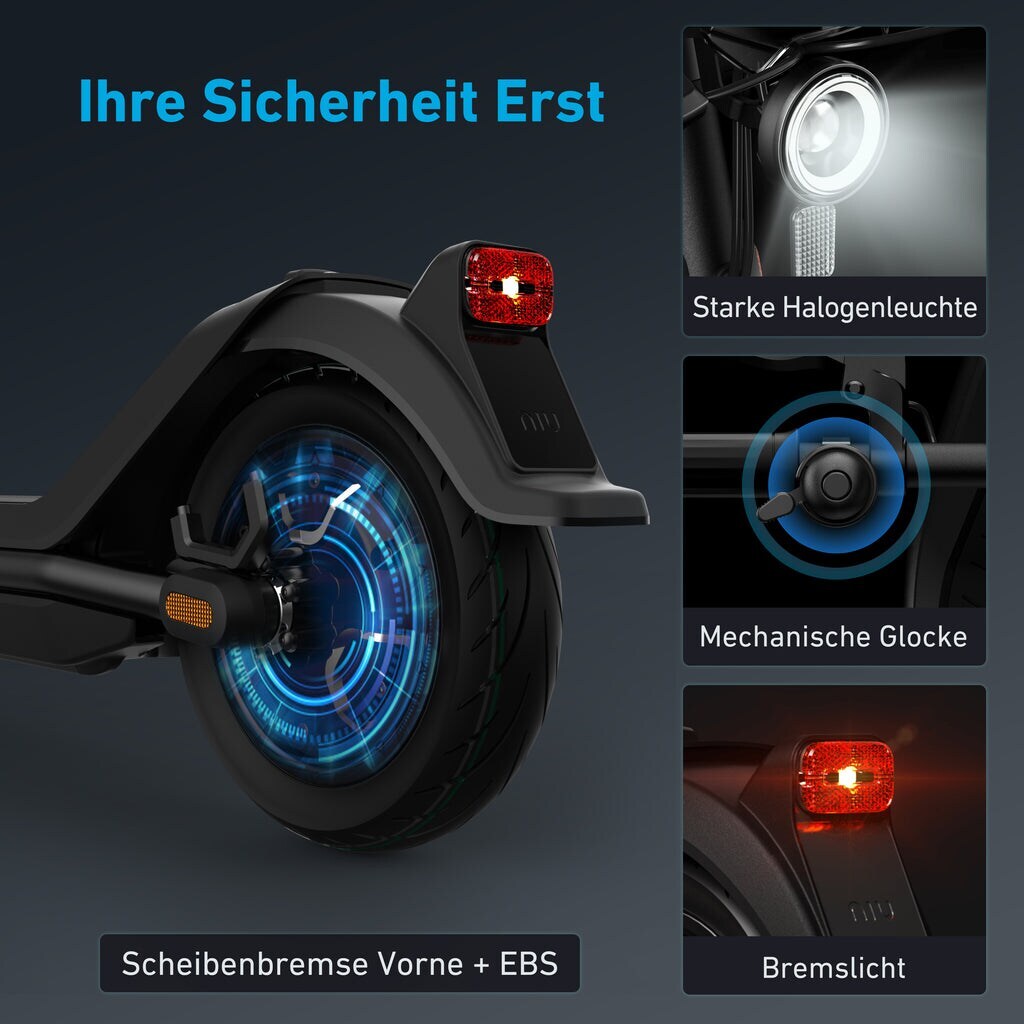 NIU KQi3 Sport E-Scooter mit Straßenzulassung schwarz