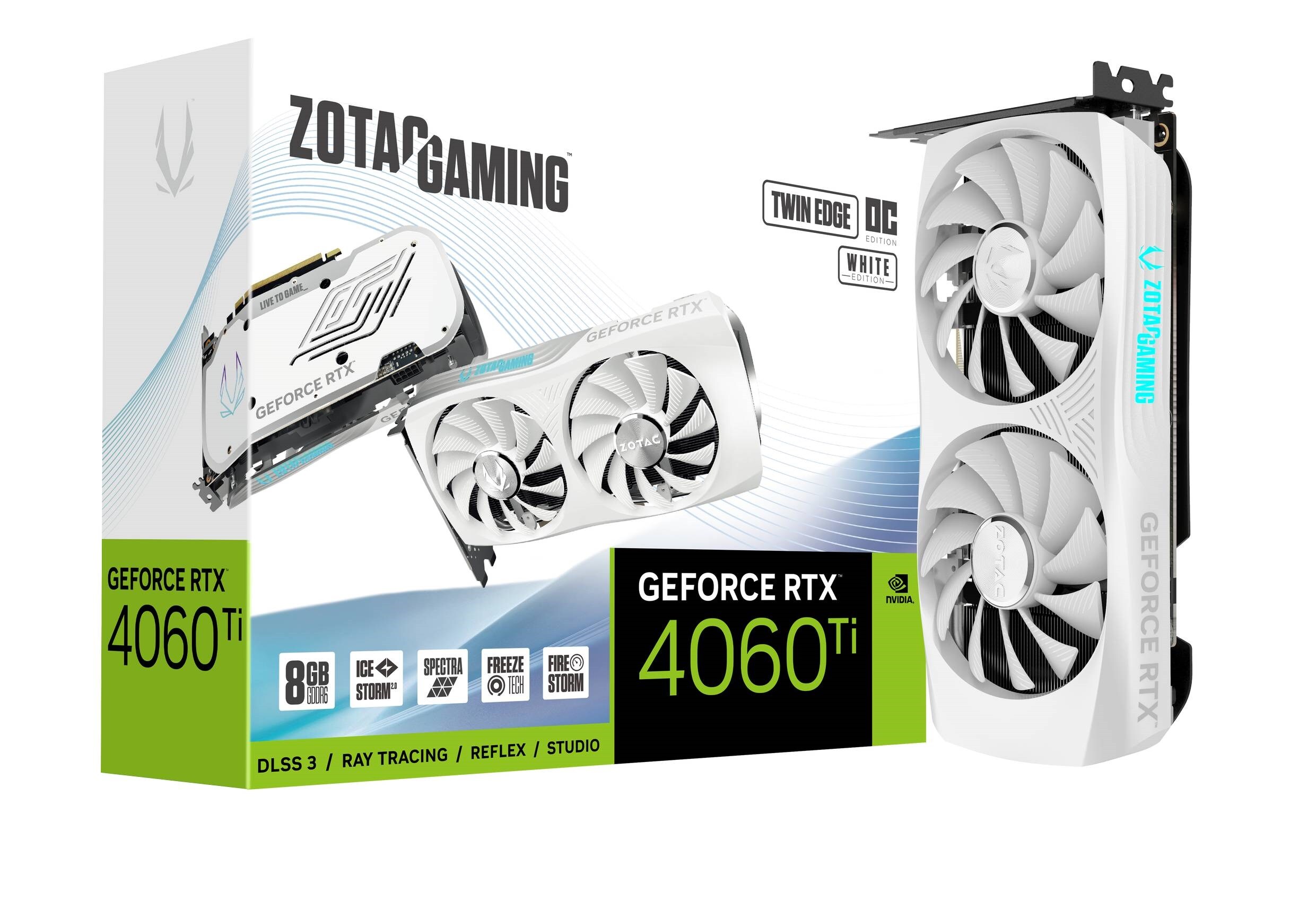 ZOTAC GAMING GeForce RTX 4060Ti Twin Edge White 8GB GDDR6X Grafikkarte 3xDP/HDMI