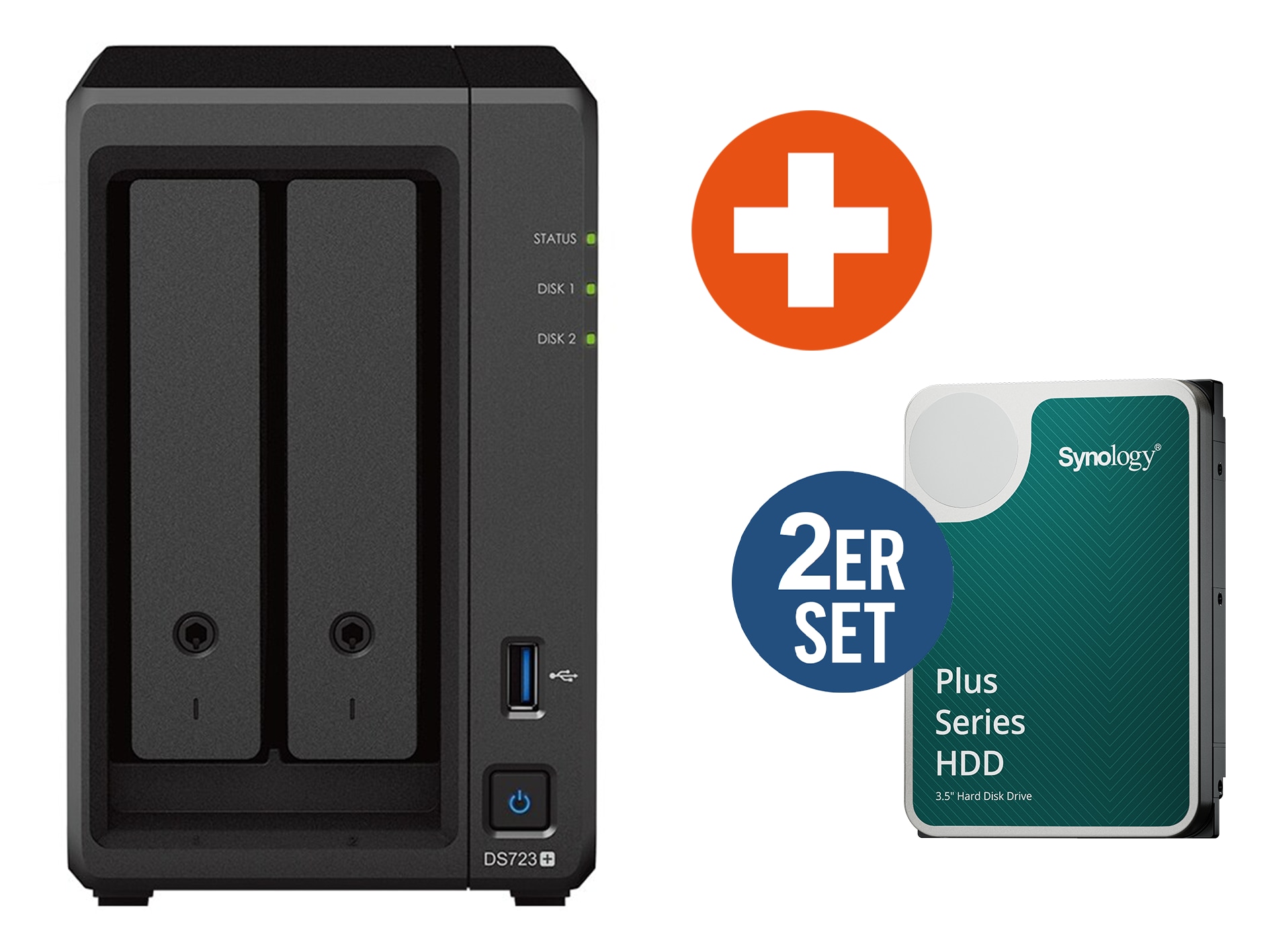 Synology DS723+ NAS System 2-Bay 8 TB inkl. 2x 4 TB Synology HDD HAT3300-4T