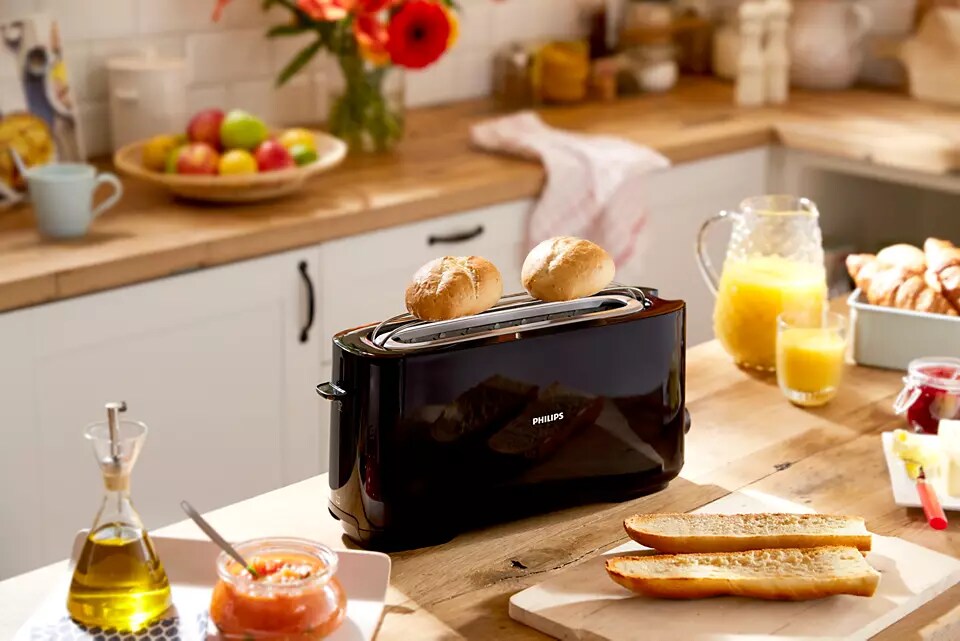 Philips HD2590/90 Daily Collection Toaster – lange Toastkammer, schwarz