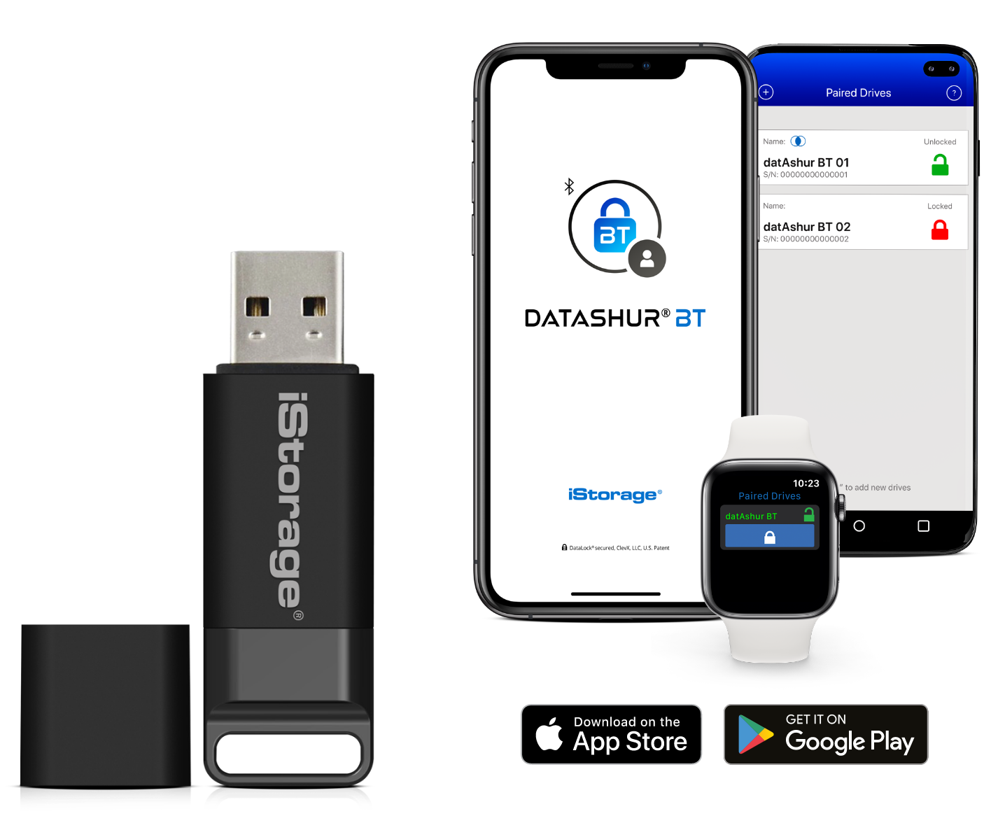 iStorage datAshur BT USB3.2 Gen 1 Flash Drive 16GB 2FA Schwarz