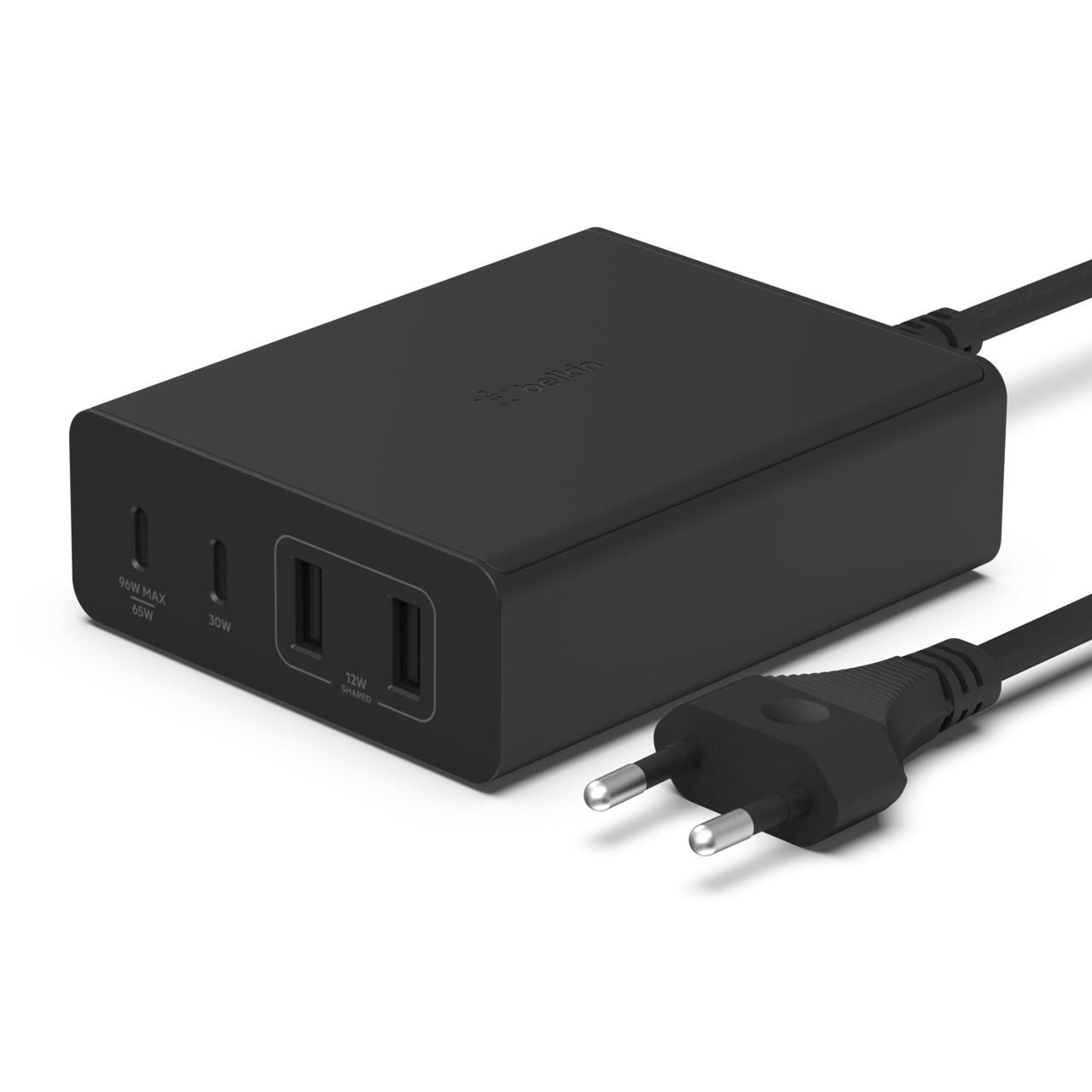 Belkin 108W 4-Port Ladegerät, 2x USB-C, 2x USB-A, schwarz, 2m Netzkabel