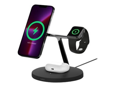 Belkin Boost Charge Pro Drahtloses 3 in 1 Ladeständer mit MagSafe schwarz