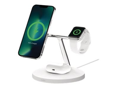 Belkin Boost Charge Pro Drahtloses 3 in 1 Ladeständer mit MagSafe weiß