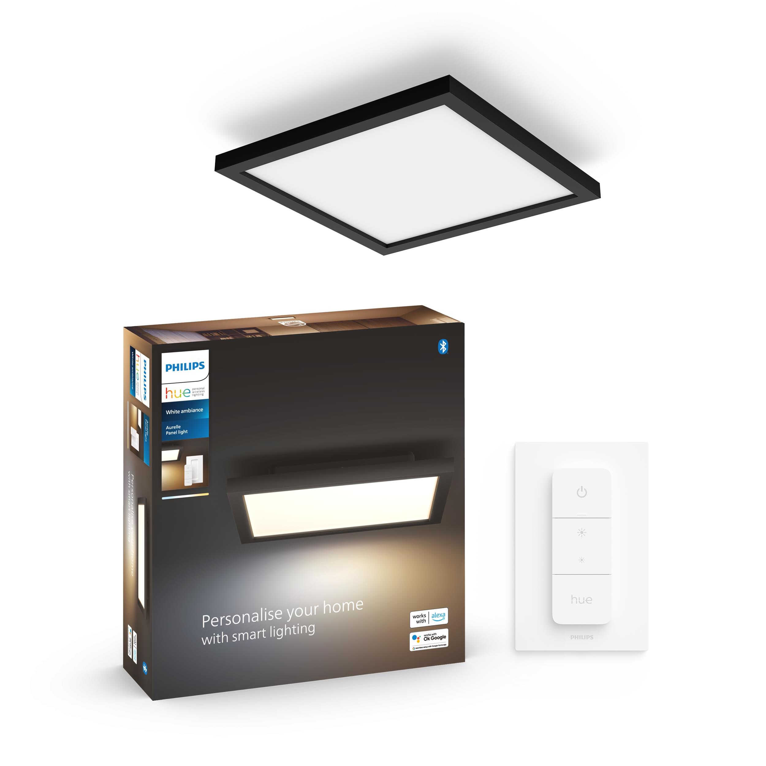 Philips Hue WA Aurelle Panelleuchte 30x30cm schwarz inkl. Dimmschalter