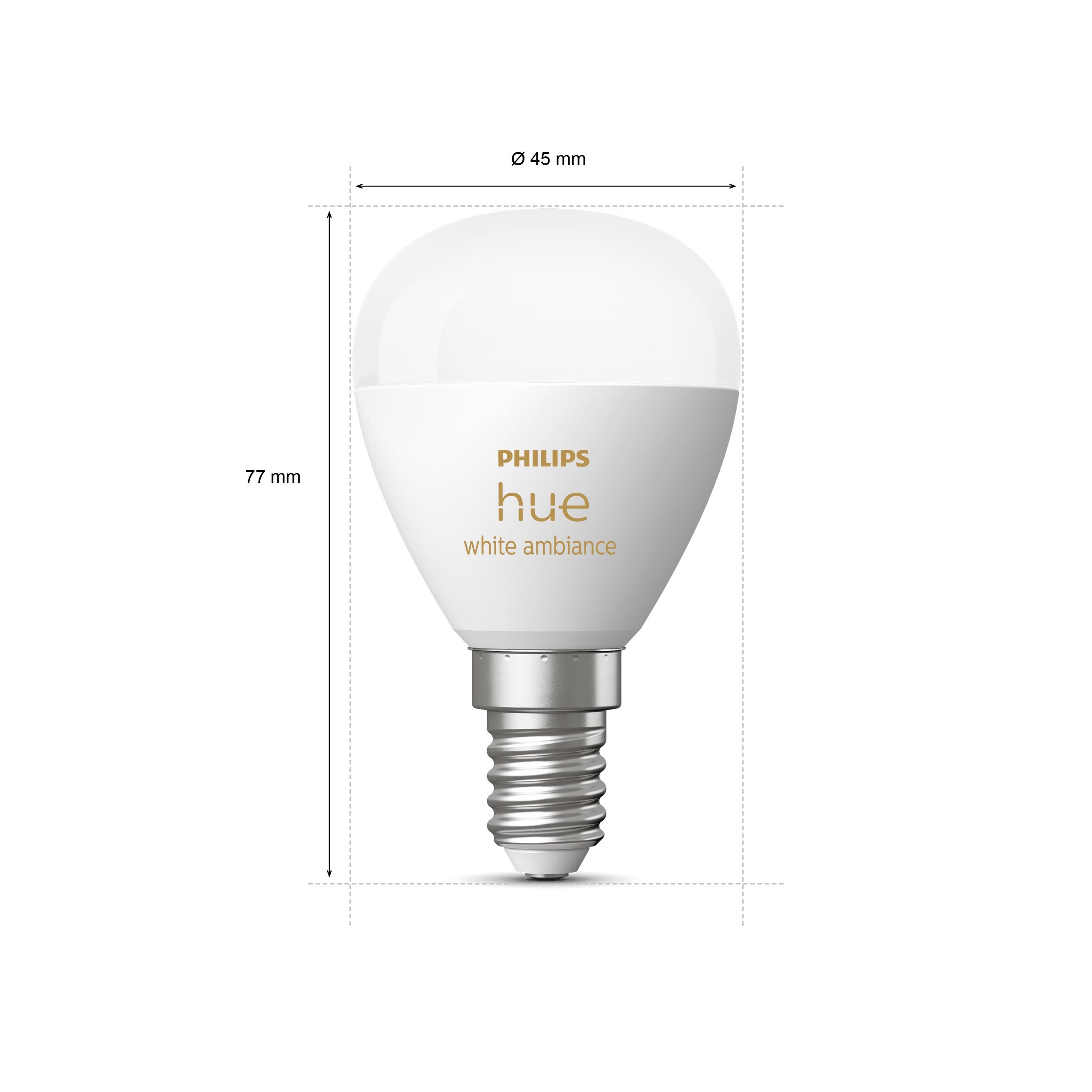 Philips Hue White Amb. Doppelpack E14 Kugel 470lm