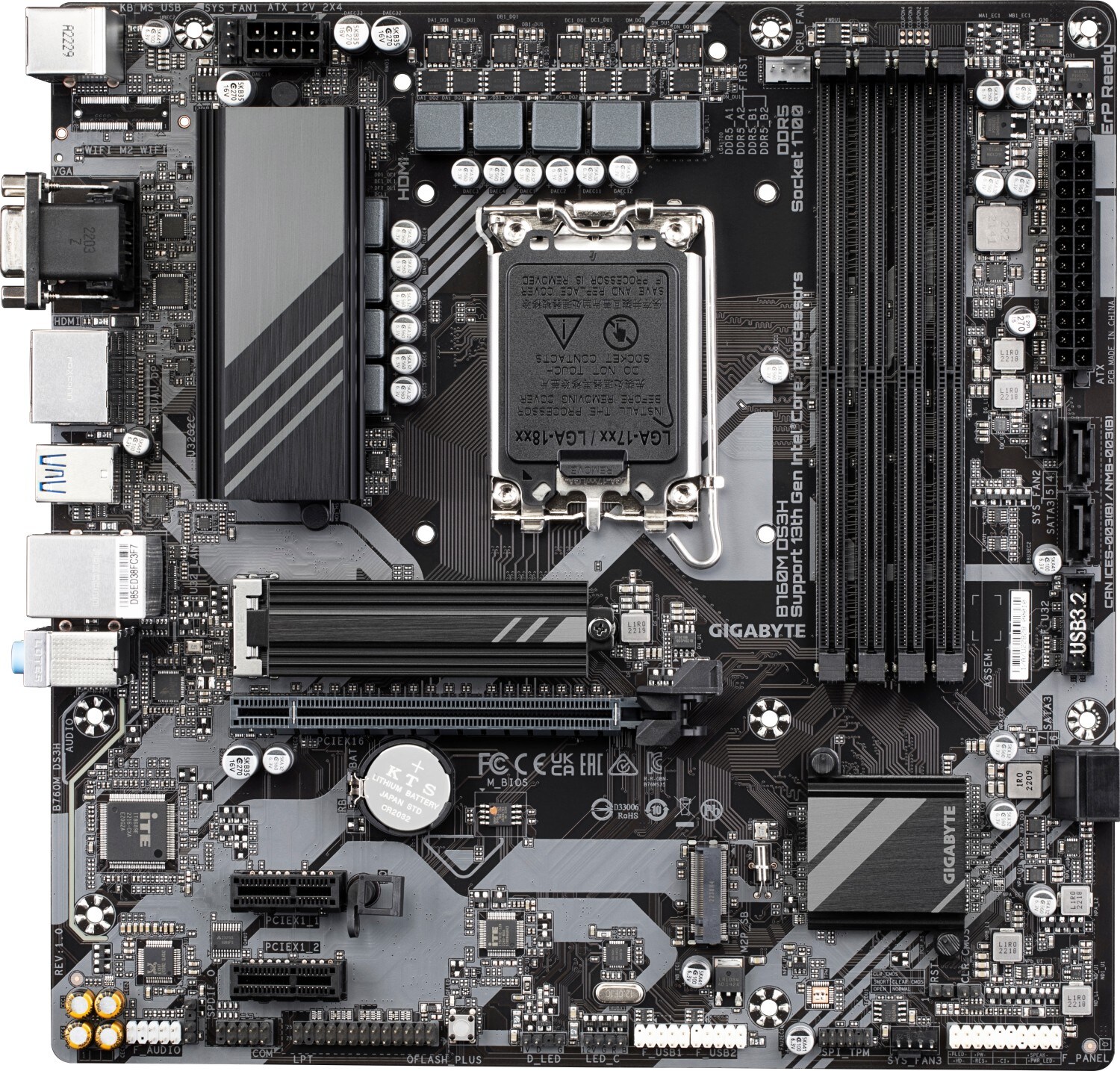 GIGABYTE B760M DS3H mATX Mainboard Sockel 1700 M.2/VGA/HDMI/DP/USB Typ C