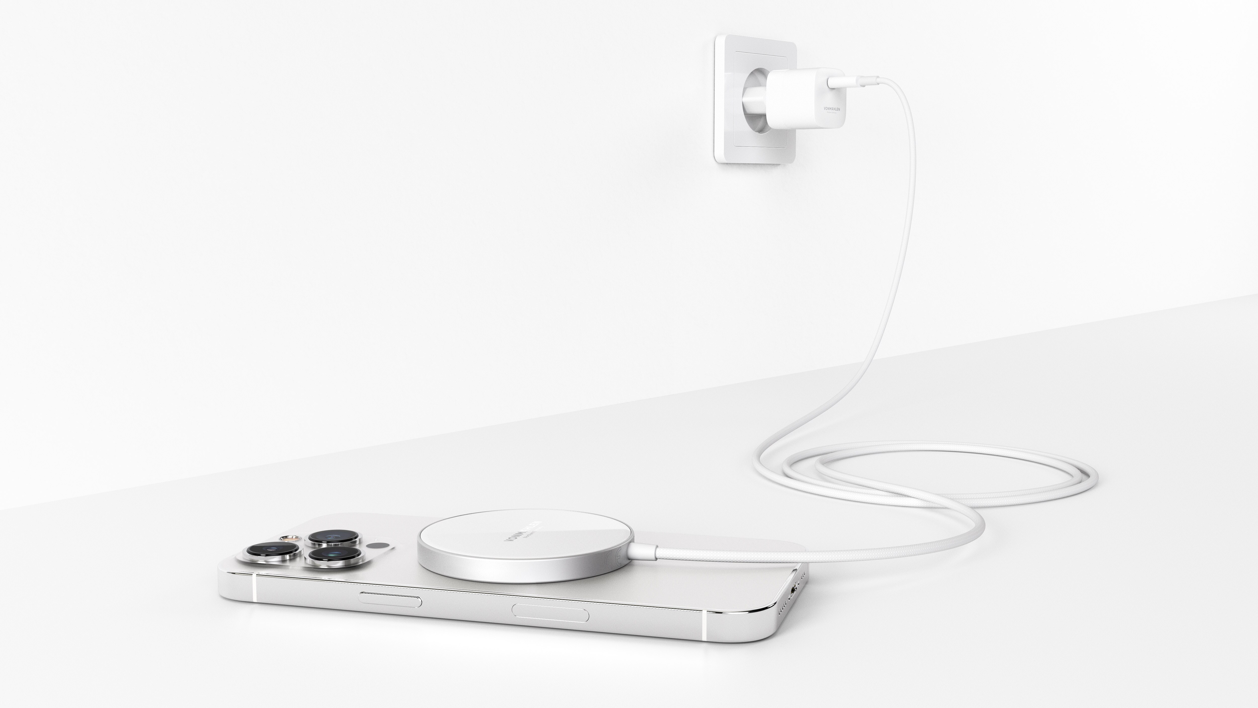 Vonmählen Wireless Charger Aura Mini magnet. Ladekabel White