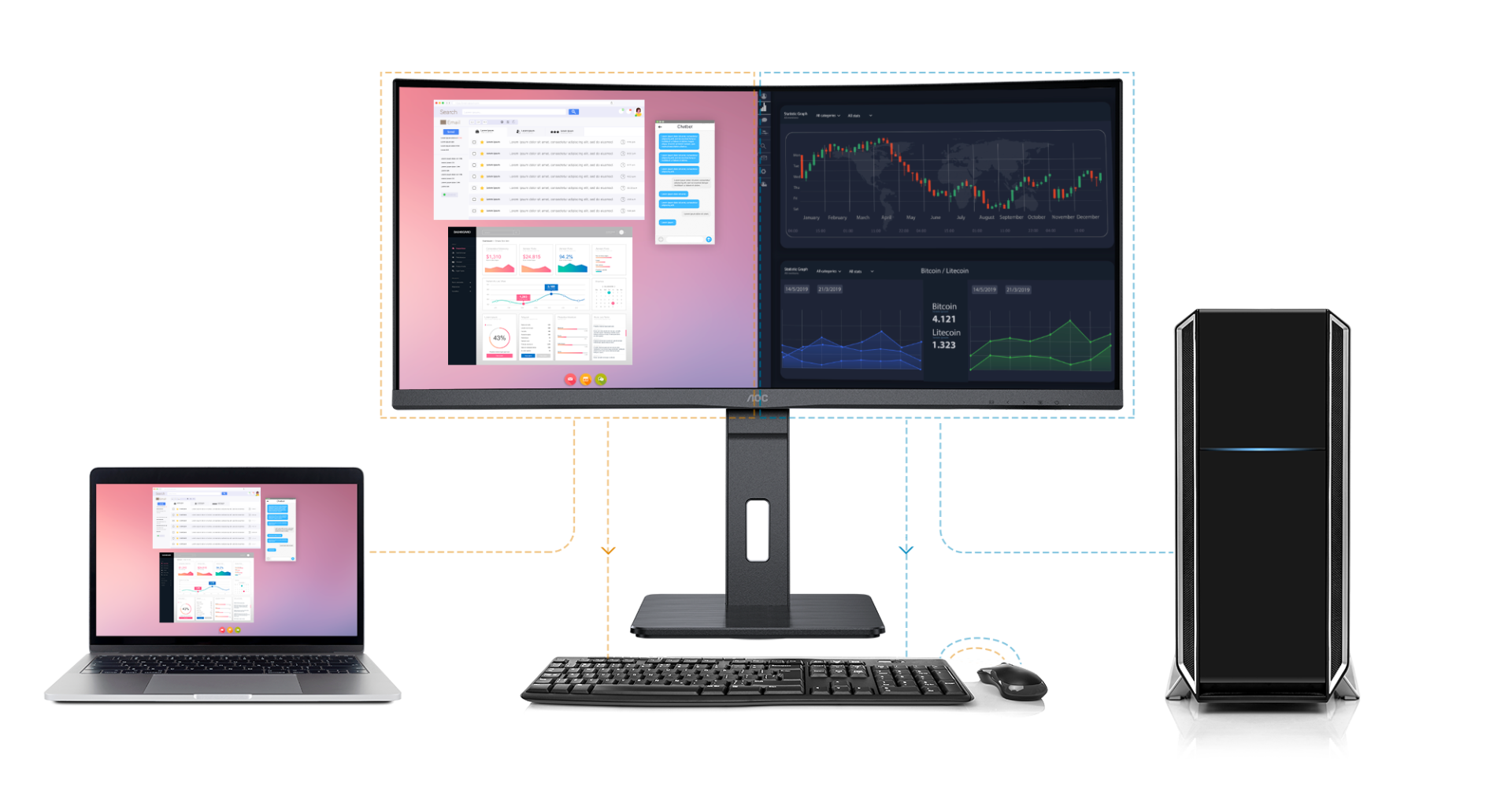 AOC CU34P3CV 86,4cm (34“) UWQHD VA Monitor Curved 21:9 HDMI/DP/USB-C PD65W 100Hz