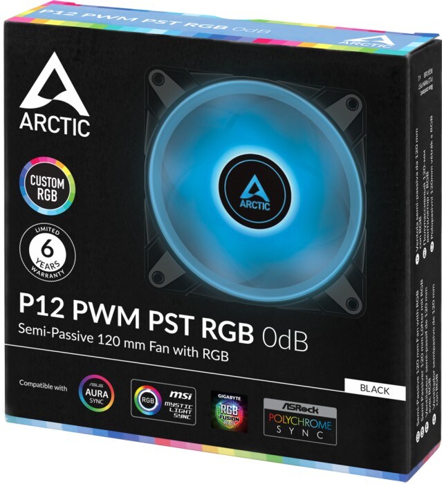 ARCTIC Gehäuselüfter P12 PWM PST RGB 0dB schwarz, 120 mm, 4-pin