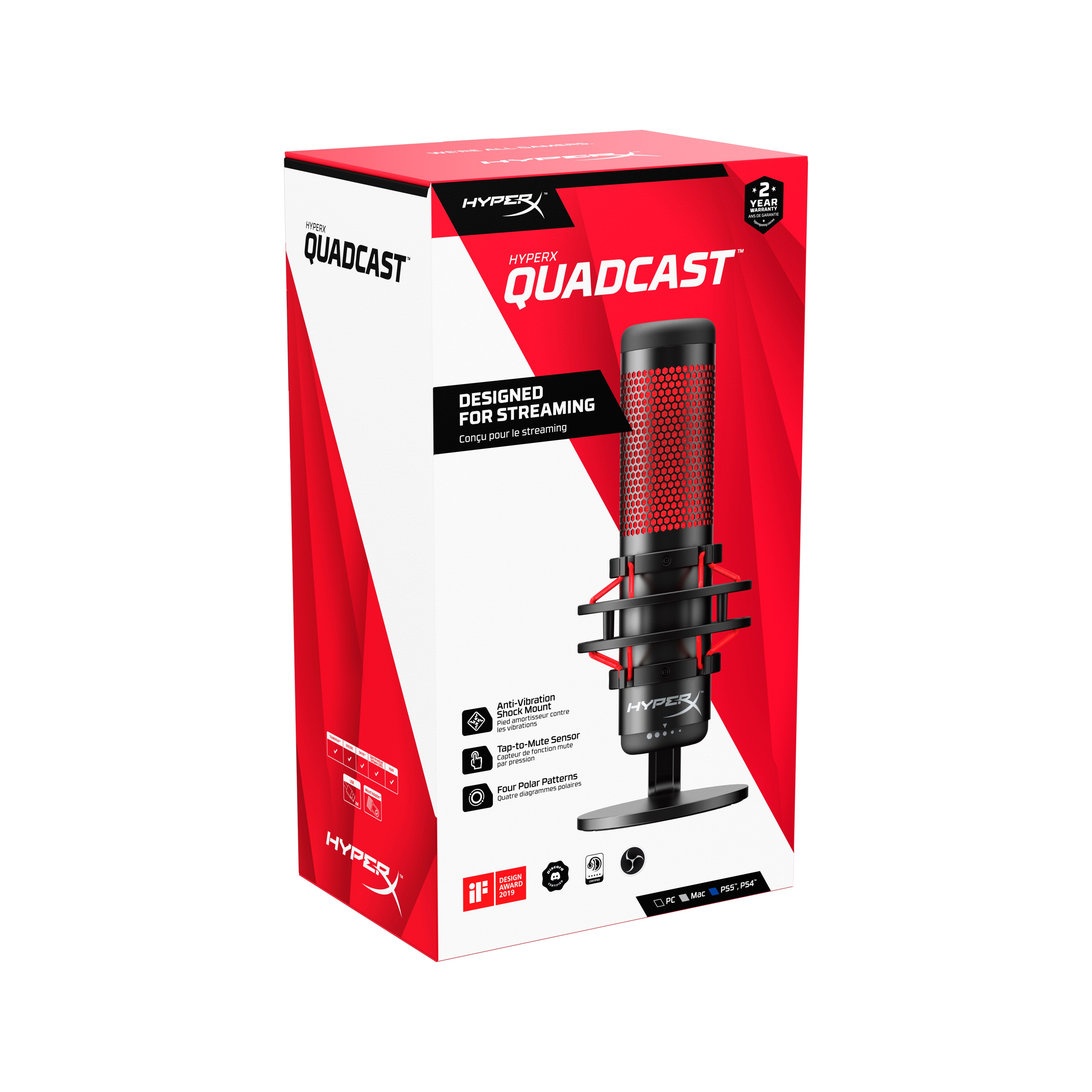 HyperX QuadCast USB Mikrofon mit roter Beleuchtung