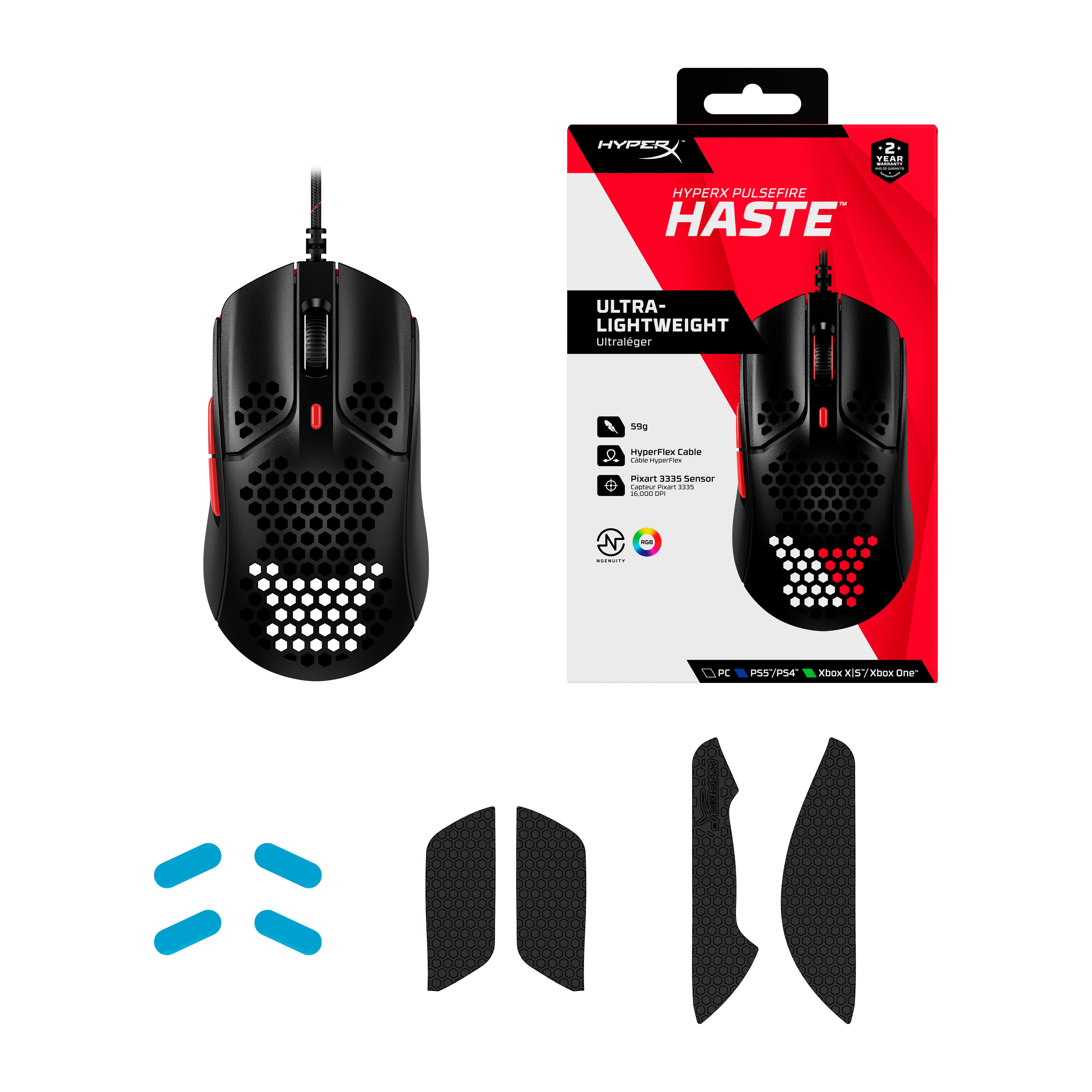 HyperX Pulsefire Haste Kabelgebundene Gaming Maus schwarz/rot