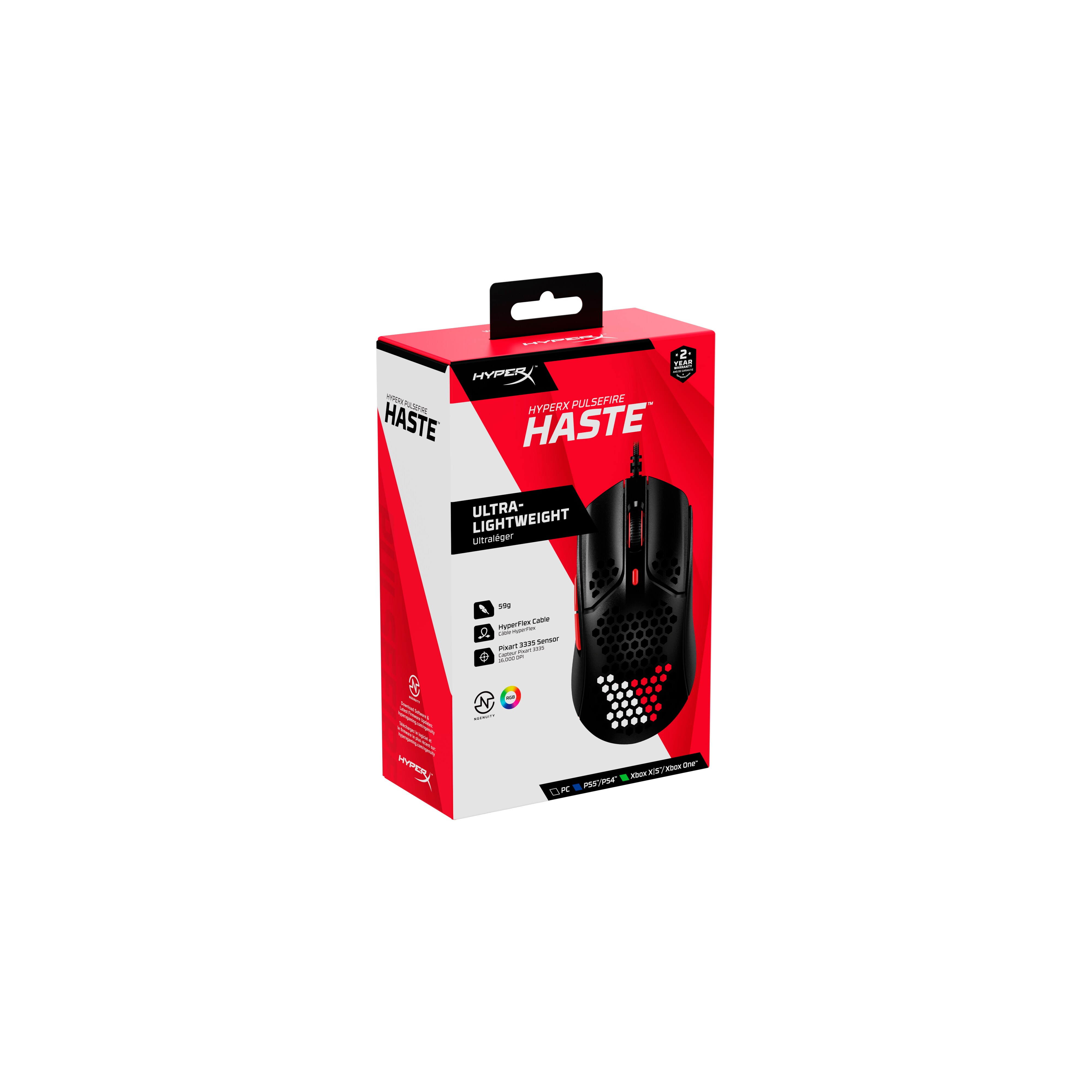 HyperX Pulsefire Haste Kabelgebundene Gaming Maus schwarz/rot