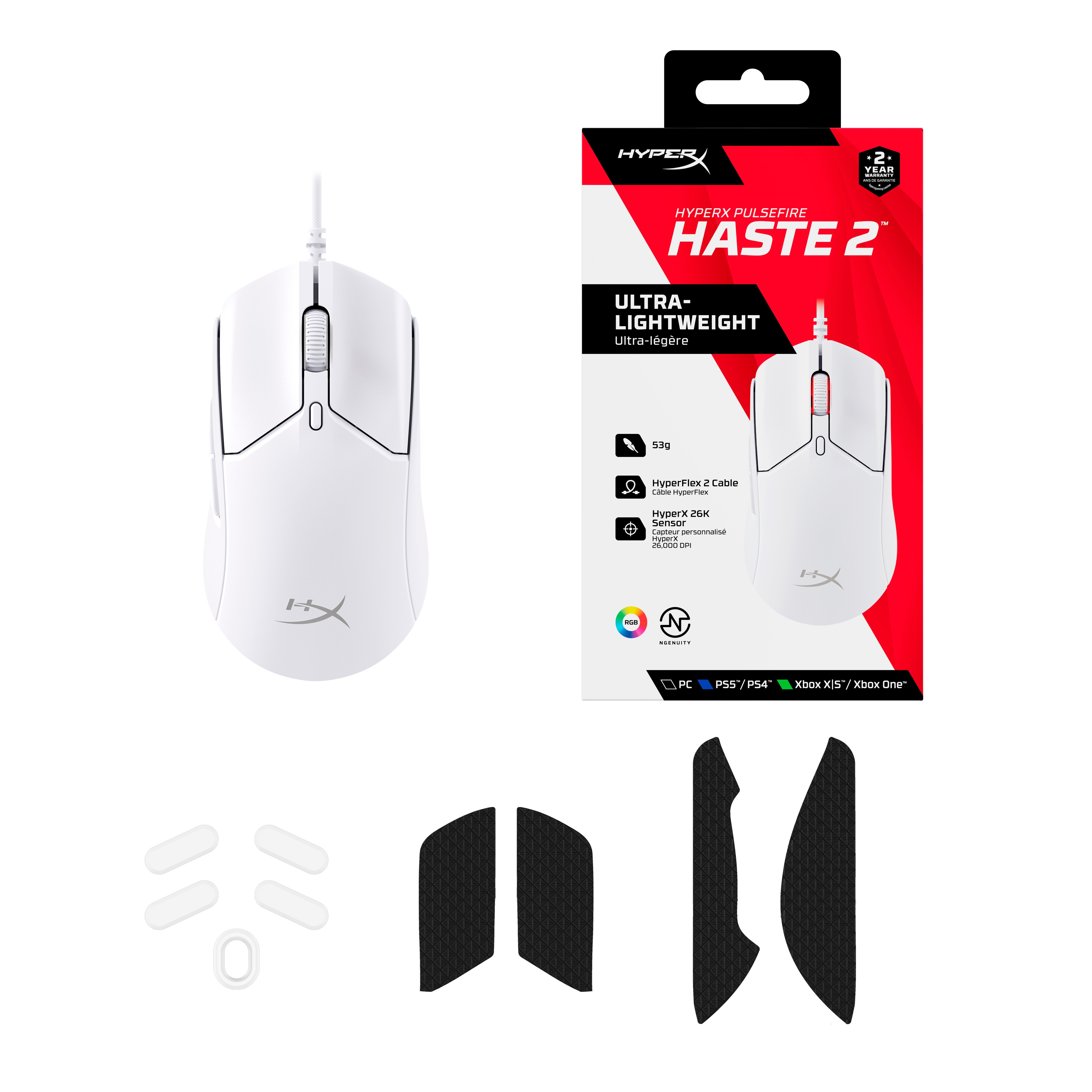 HyperX Pulsefire Haste 2 Kabelgebundene Gaming Maus weiß