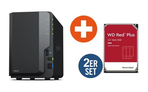 Synology Diskstation DS223 NAS System 2-Bay inkl. 2x 6TB WD Red Plus WD60EFPX