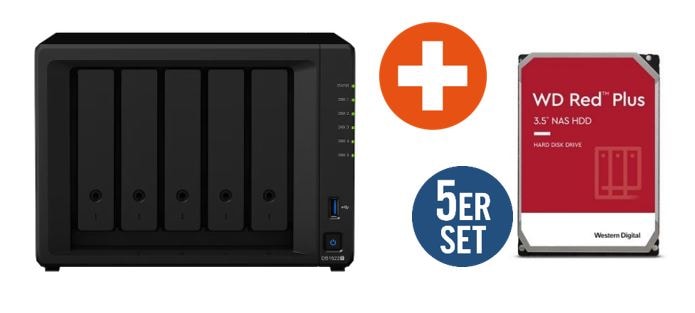 Synology Diskstation DS1522+ NAS System 5-Bay inkl. 5x 6TB WD Red Plus WD60EFPX