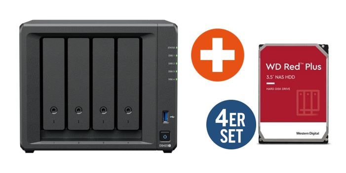 Synology Diskstation DS423+ NAS System 4-Bay inkl. 4x 4TB WD Red Plus WD40EFPX