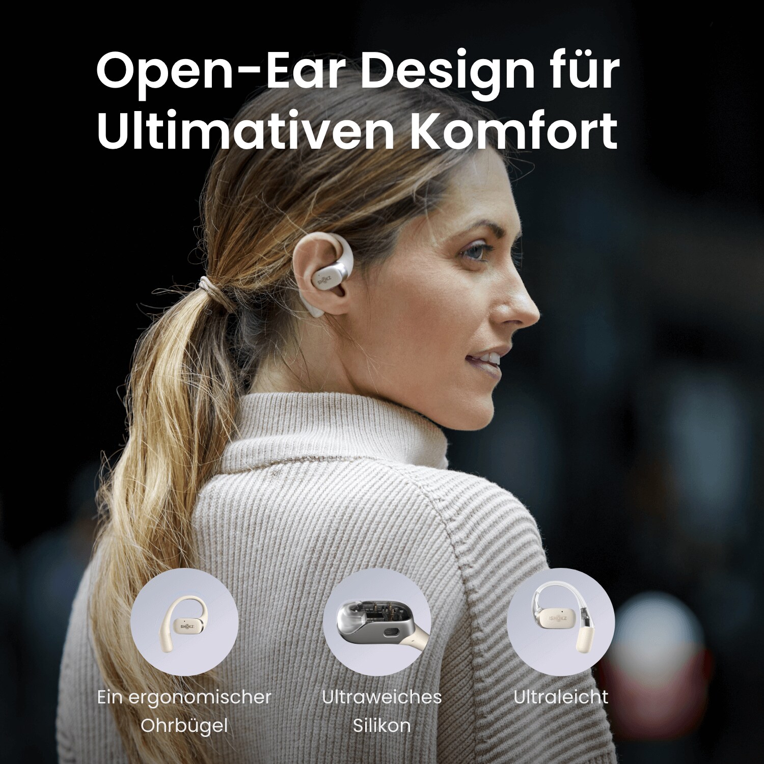 Shokz OpenFit Open-Ear True Wireless Earbuds beige