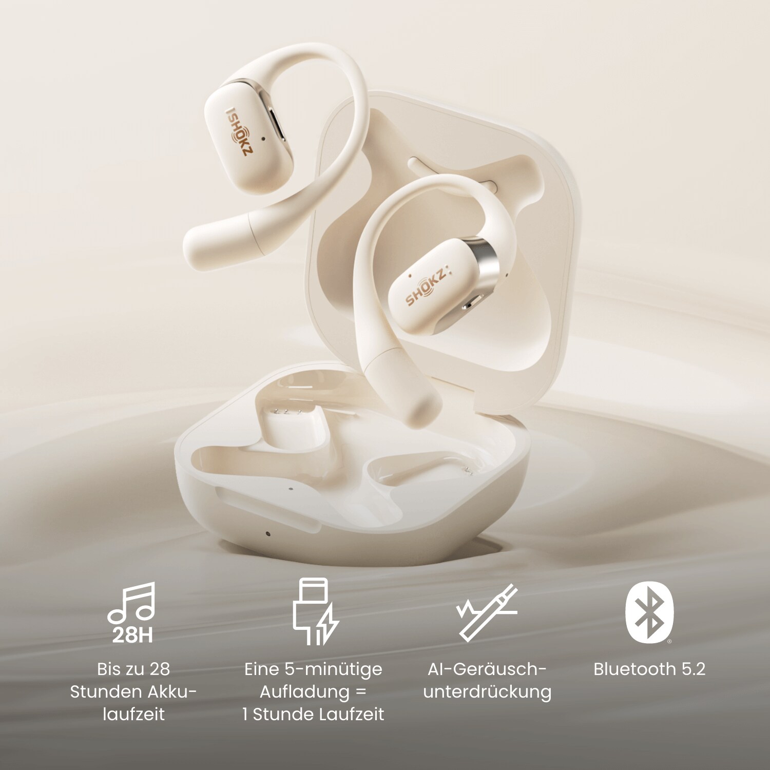 Shokz OpenFit Open-Ear True Wireless Earbuds beige