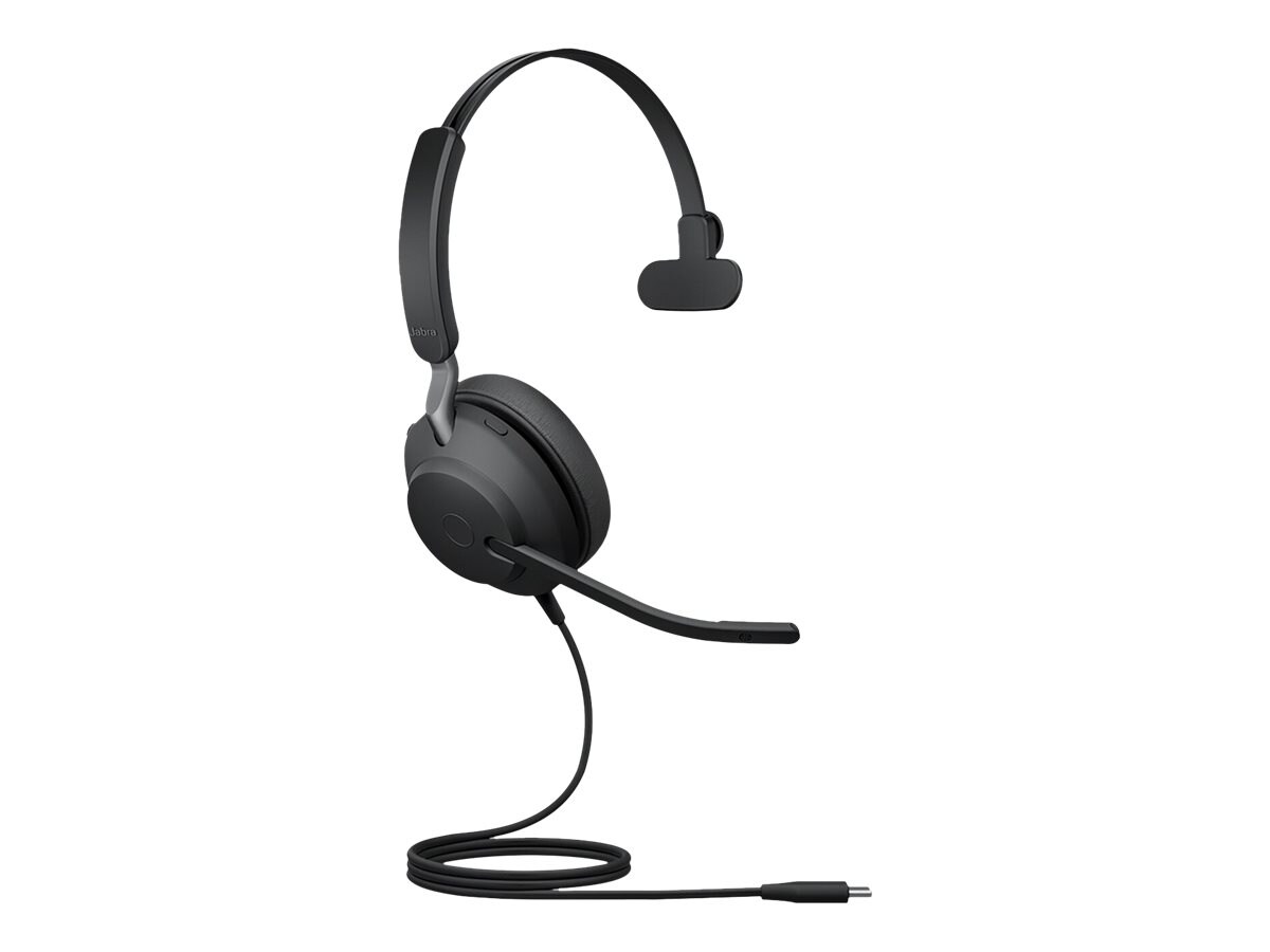 Jabra Evolve2 40 SE UC Mono USB Headset schwarz USB-C mit Verlängerungskabel